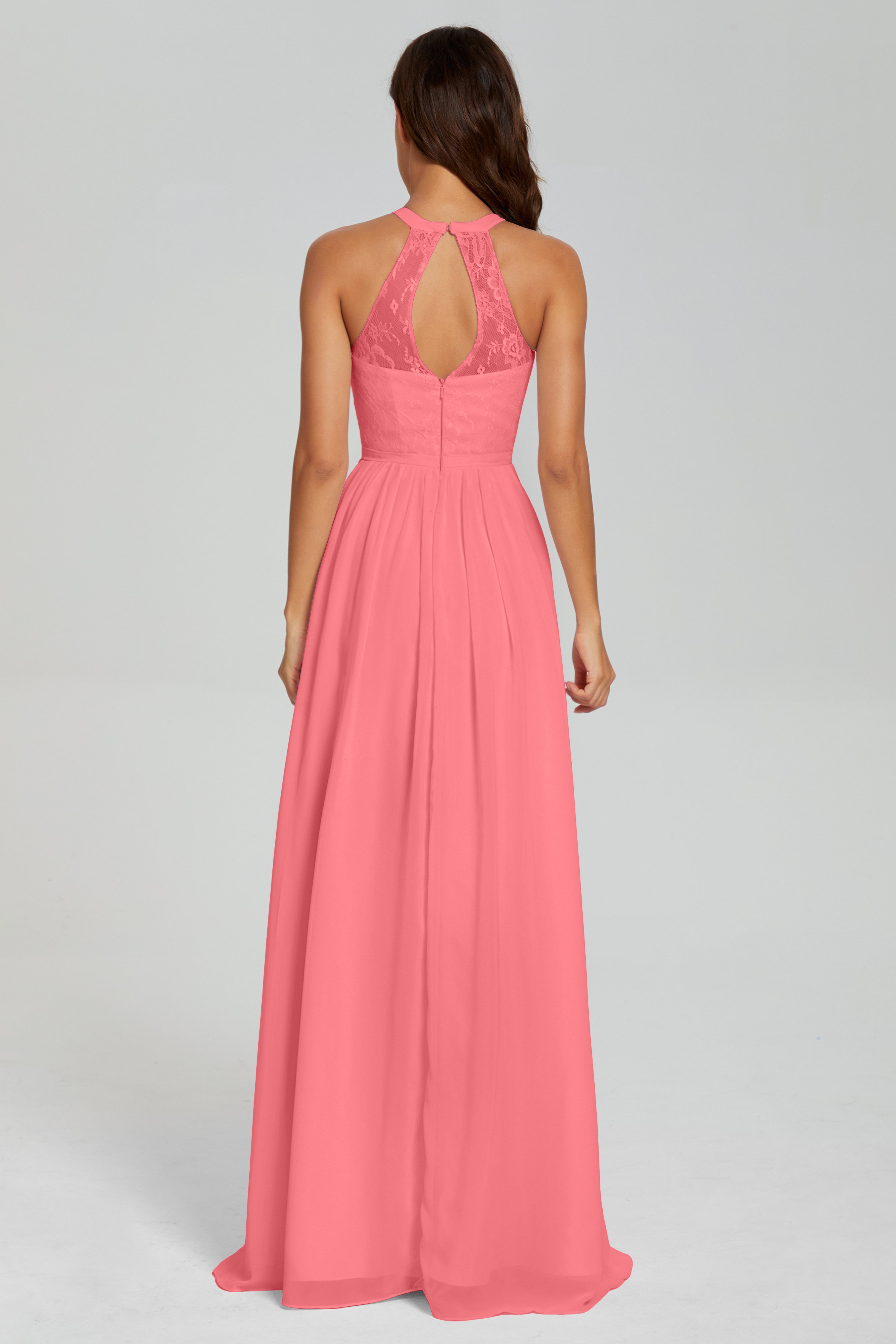 Halter Split Open Back Prom Dresses