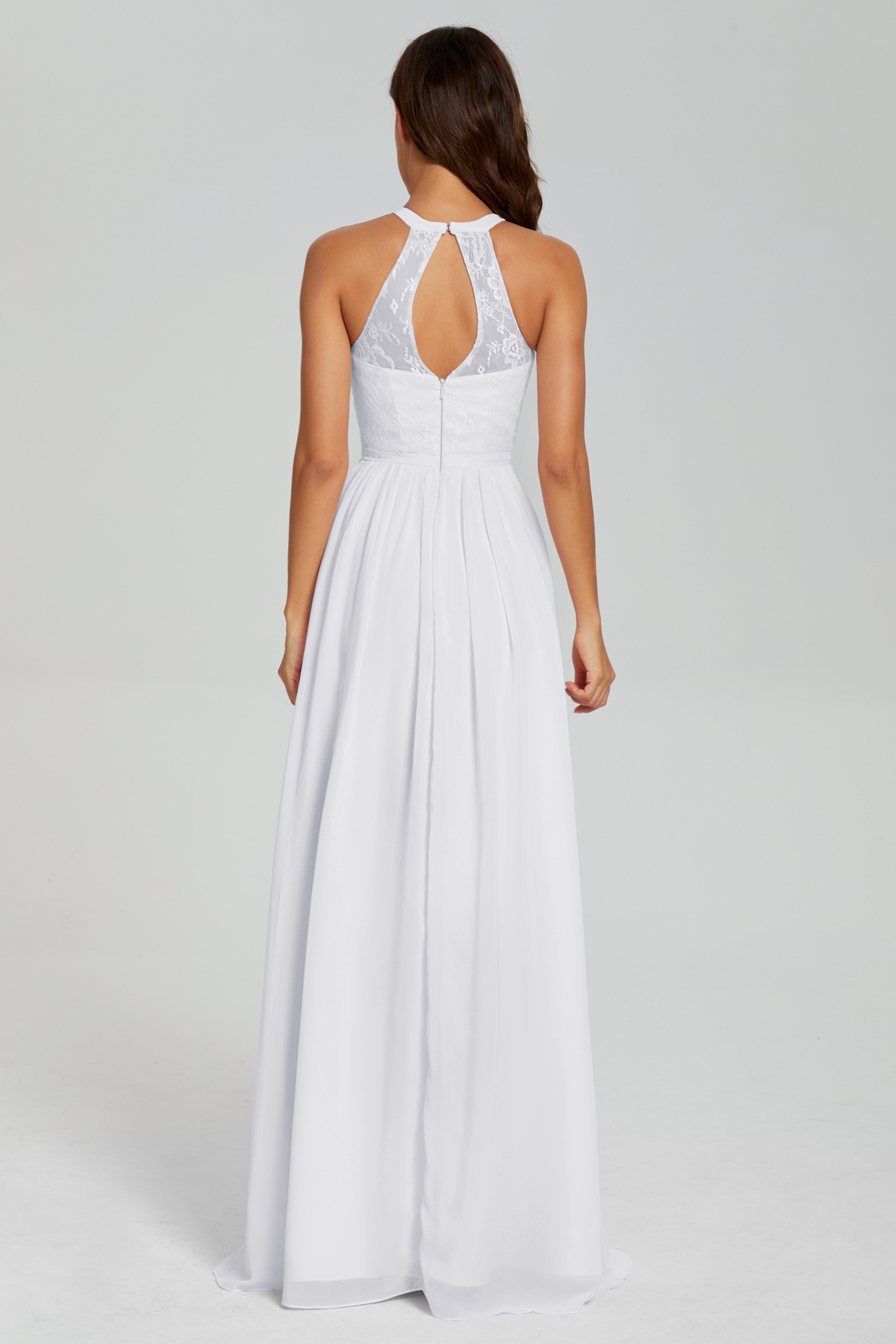 Halter Split Open Back Prom Dresses