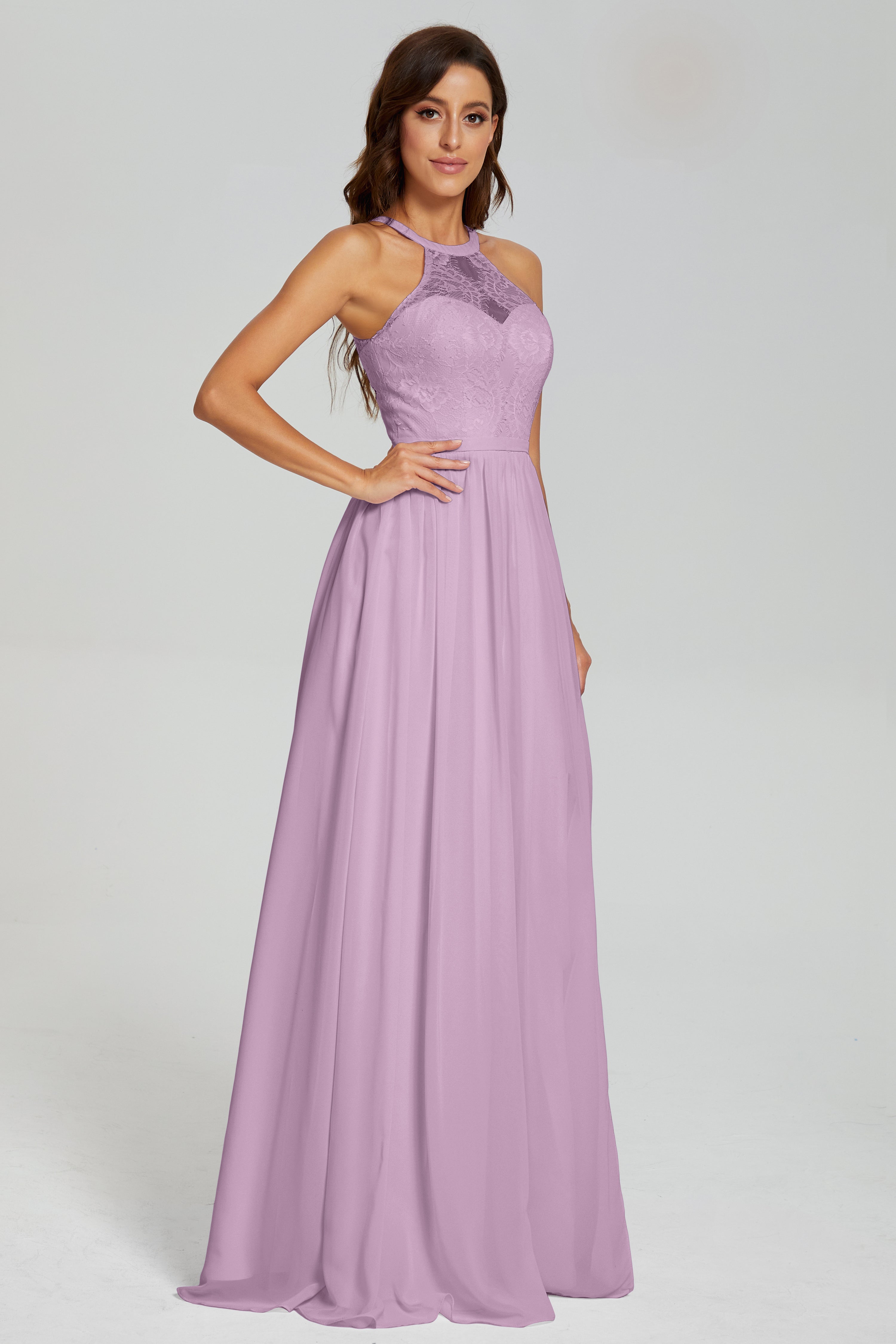 Halter Split Open Back Prom Dresses