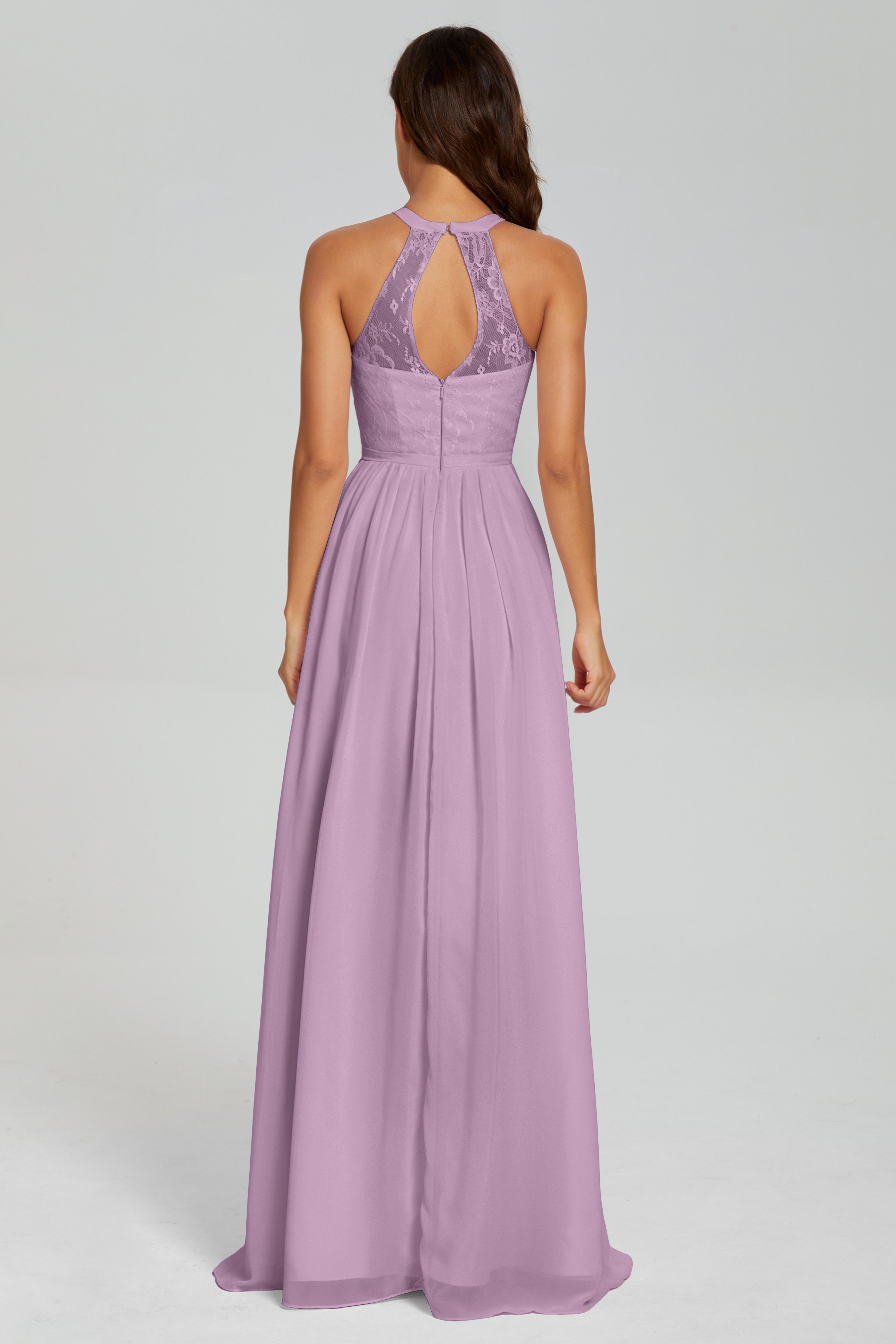 Halter Split Open Back Prom Dresses