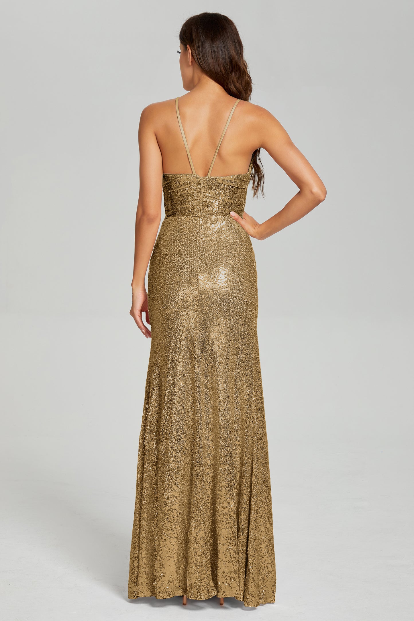 Column Halter Sequins Prom Dresses