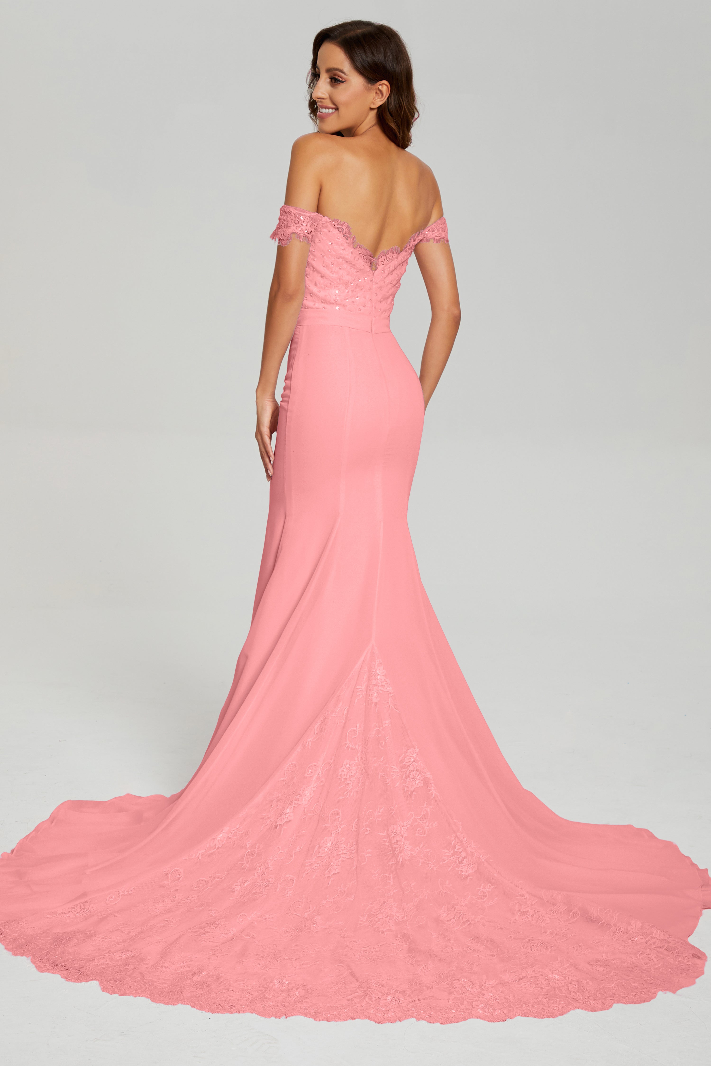 Off the Shoulder Mermaid Prom Dresses with Trailing