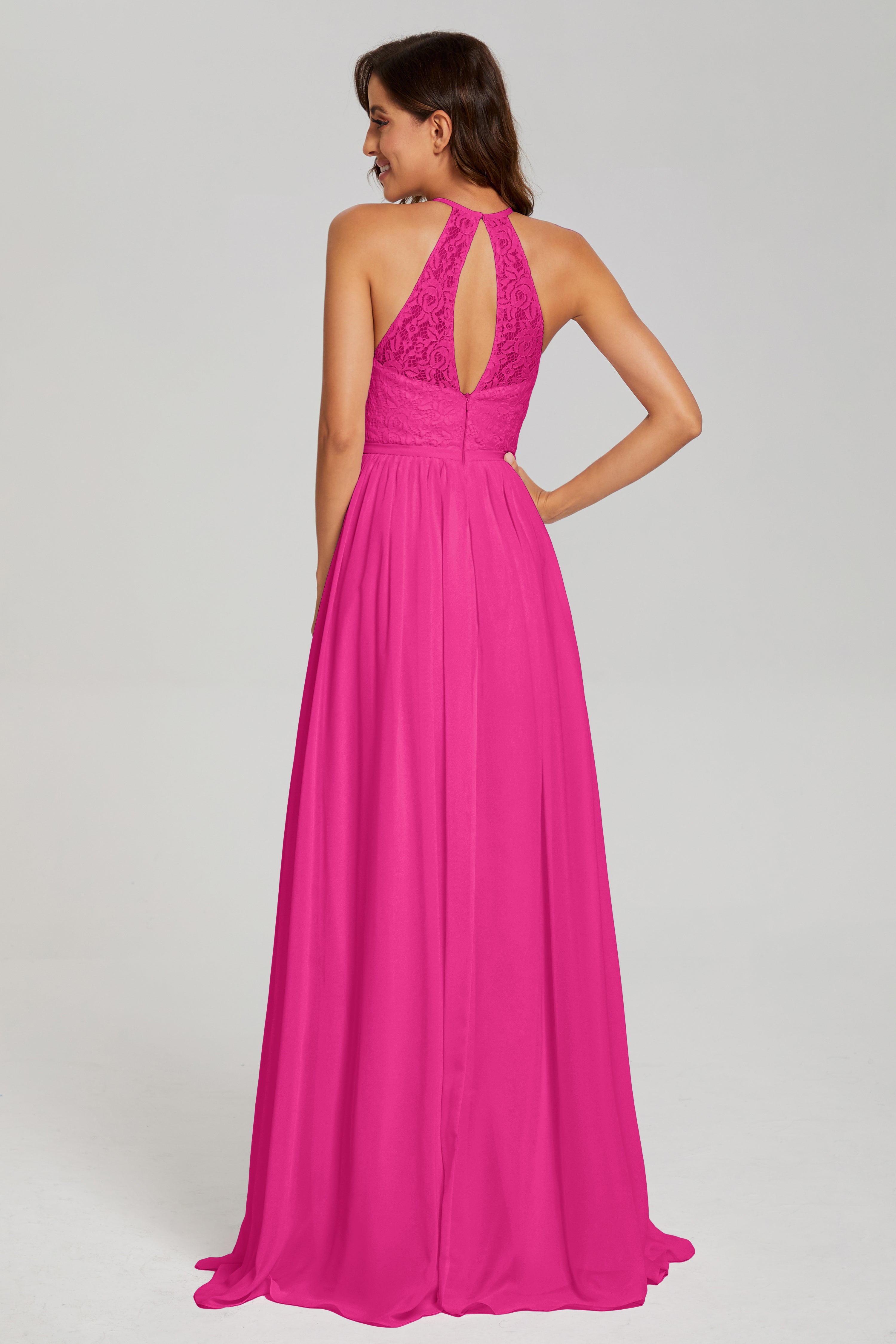 Open Back Sleeveless Halter Prom Dresses