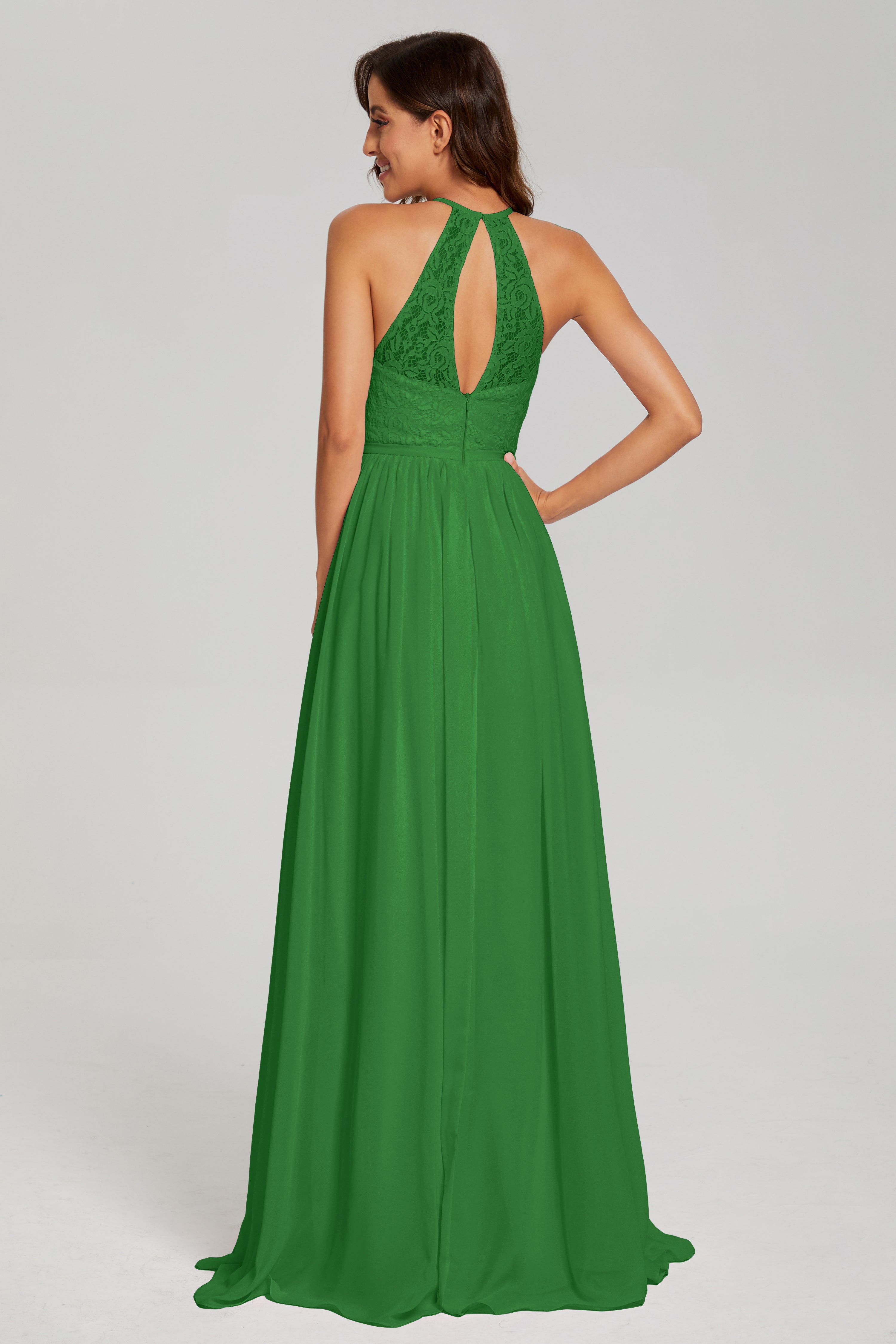 Open Back Sleeveless Halter Prom Dresses