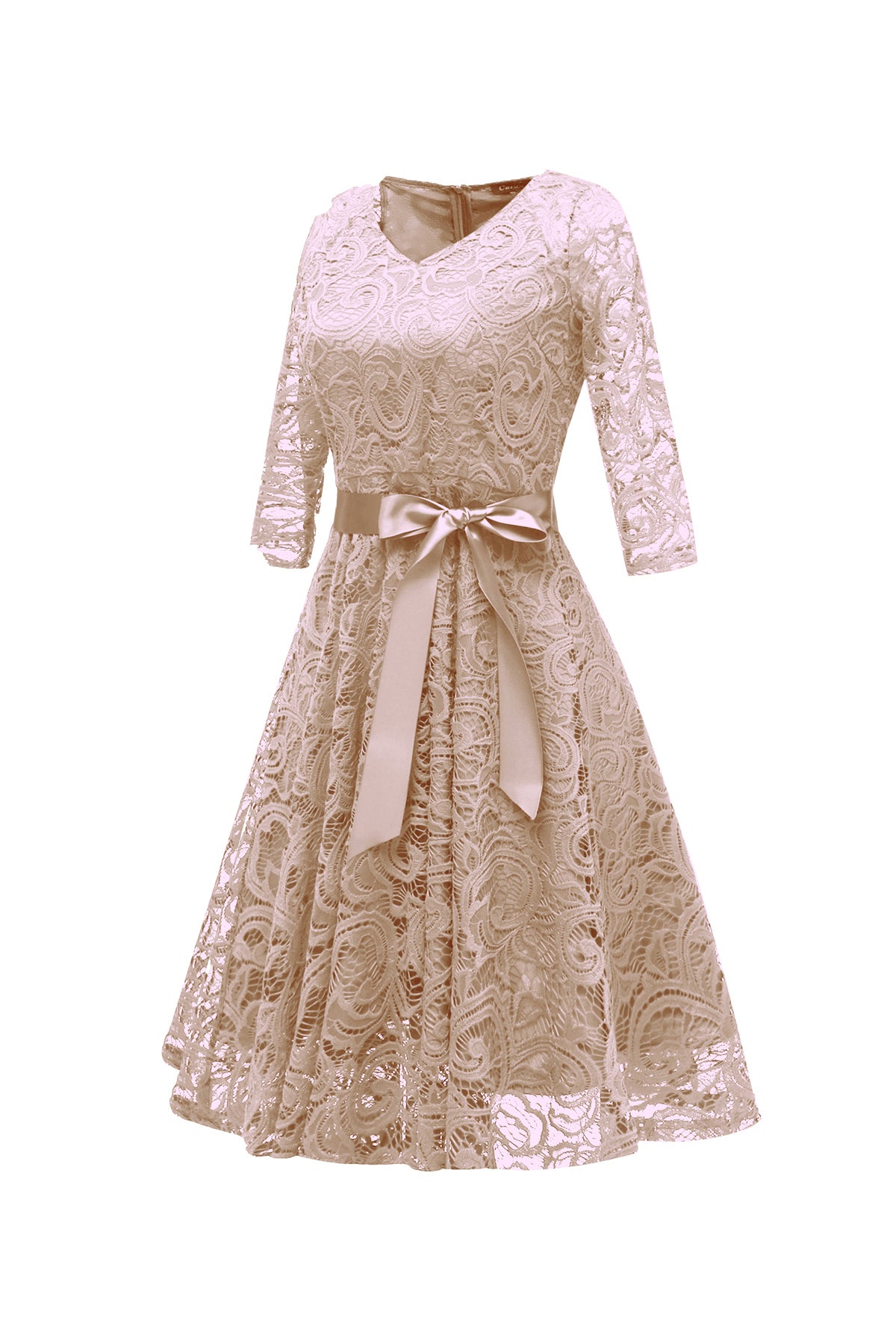 3/4 Sleeve V-neck Short Prom Dresses