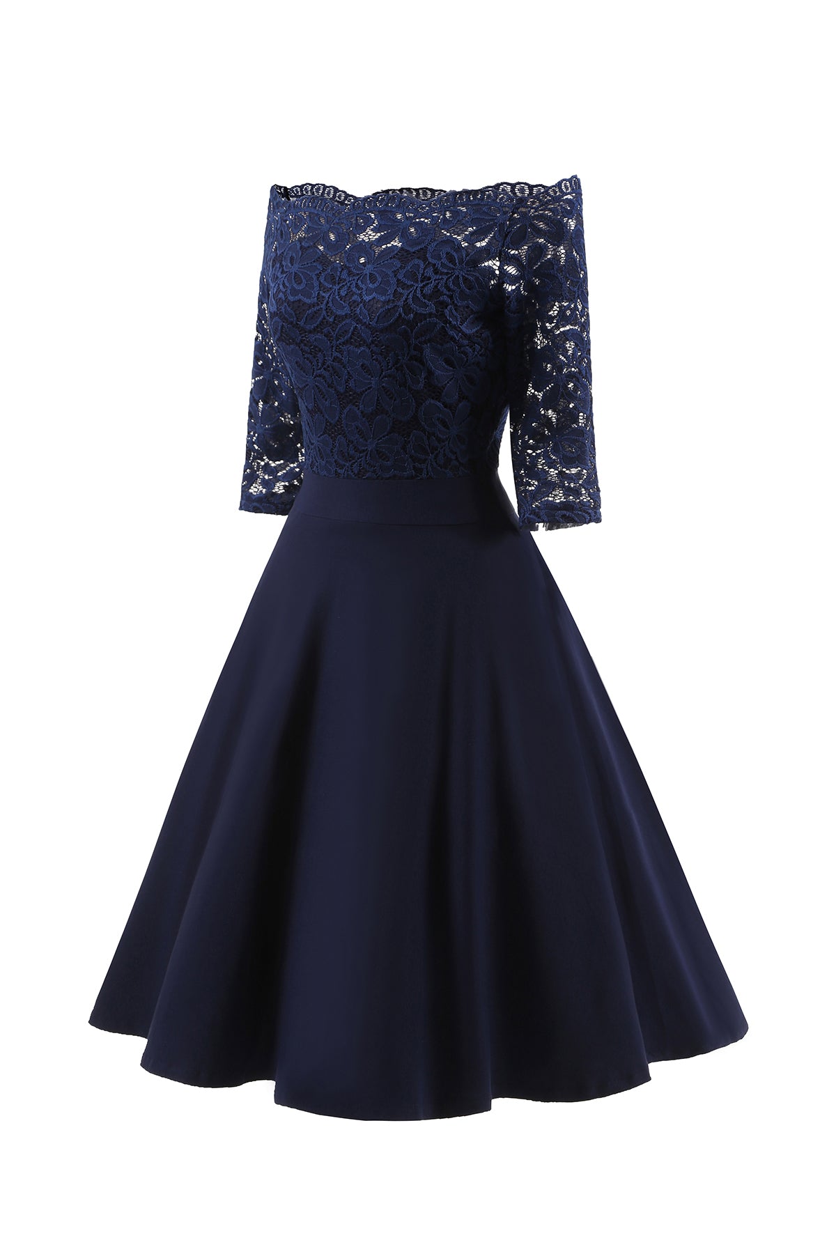 A-line 3/4 Sleeve Off the Shoulder Homecoming Dresses