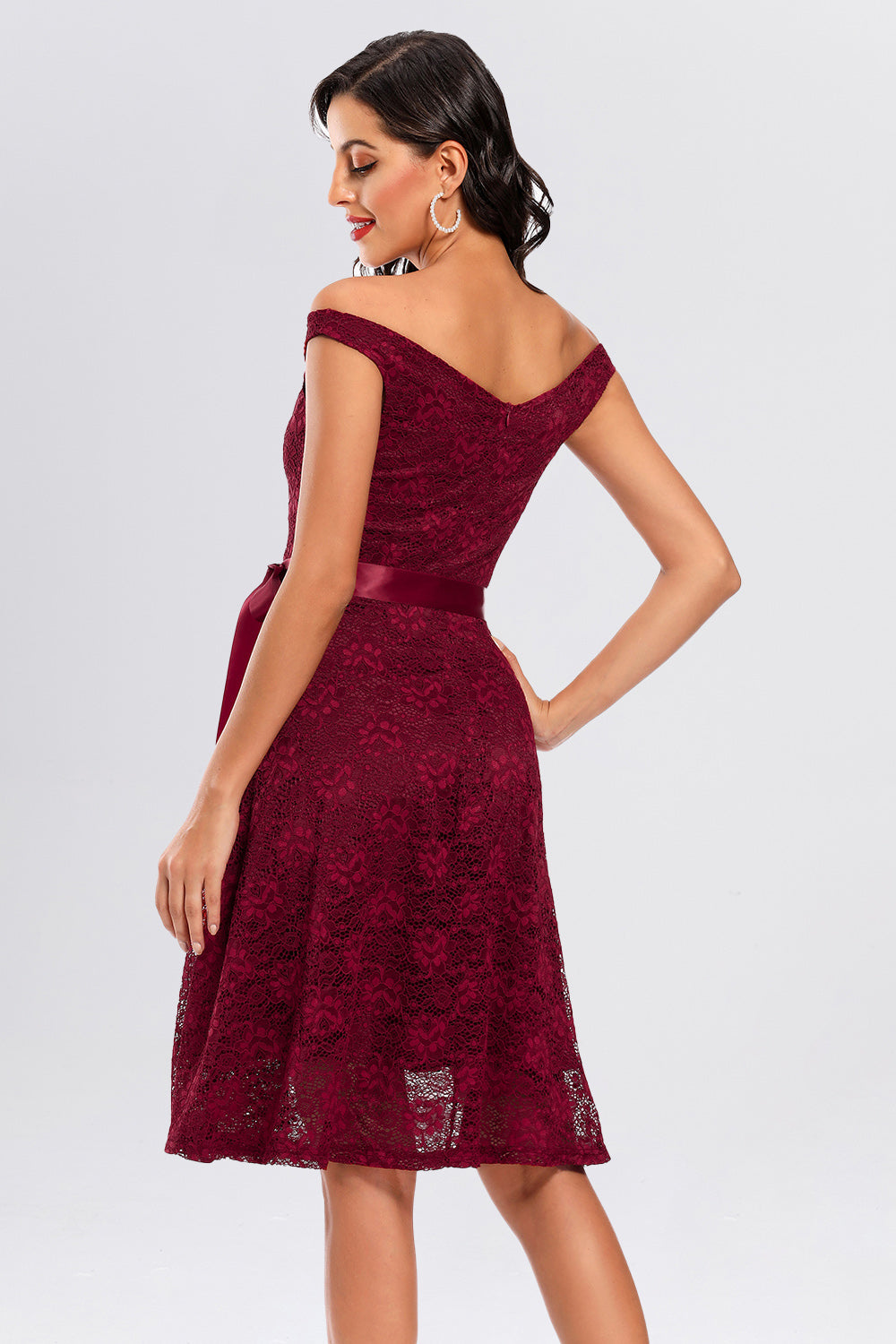 Backless Lace Off the Shoulder Homecoming Dresses