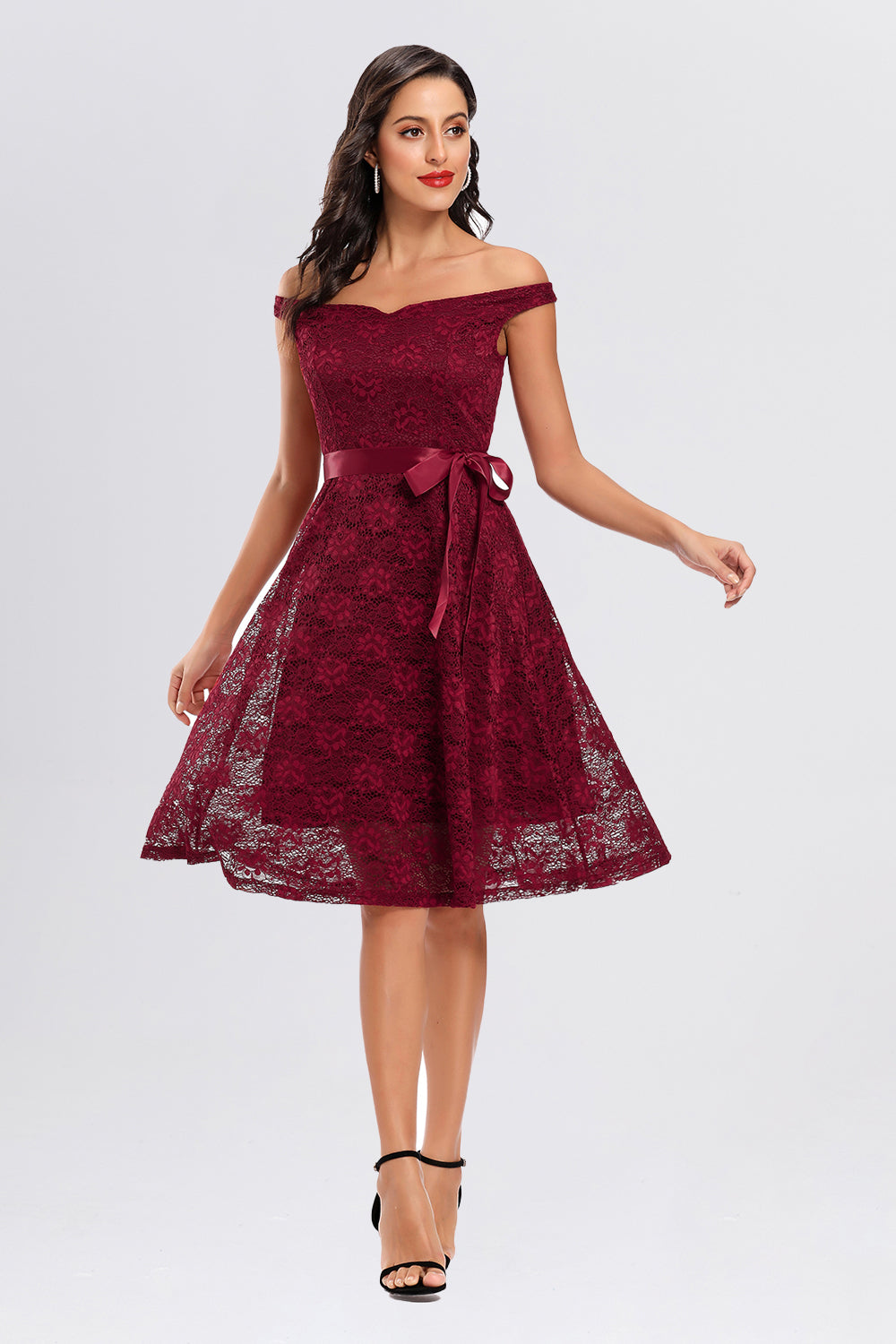 Backless Lace Off the Shoulder Homecoming Dresses