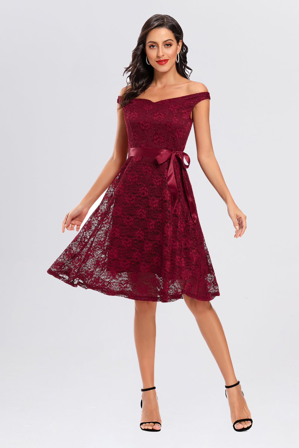 Backless Lace Off the Shoulder Homecoming Dresses