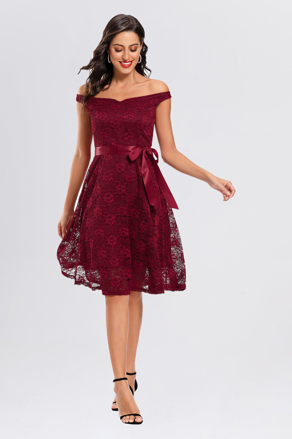 Backless Lace Off the Shoulder Homecoming Dresses