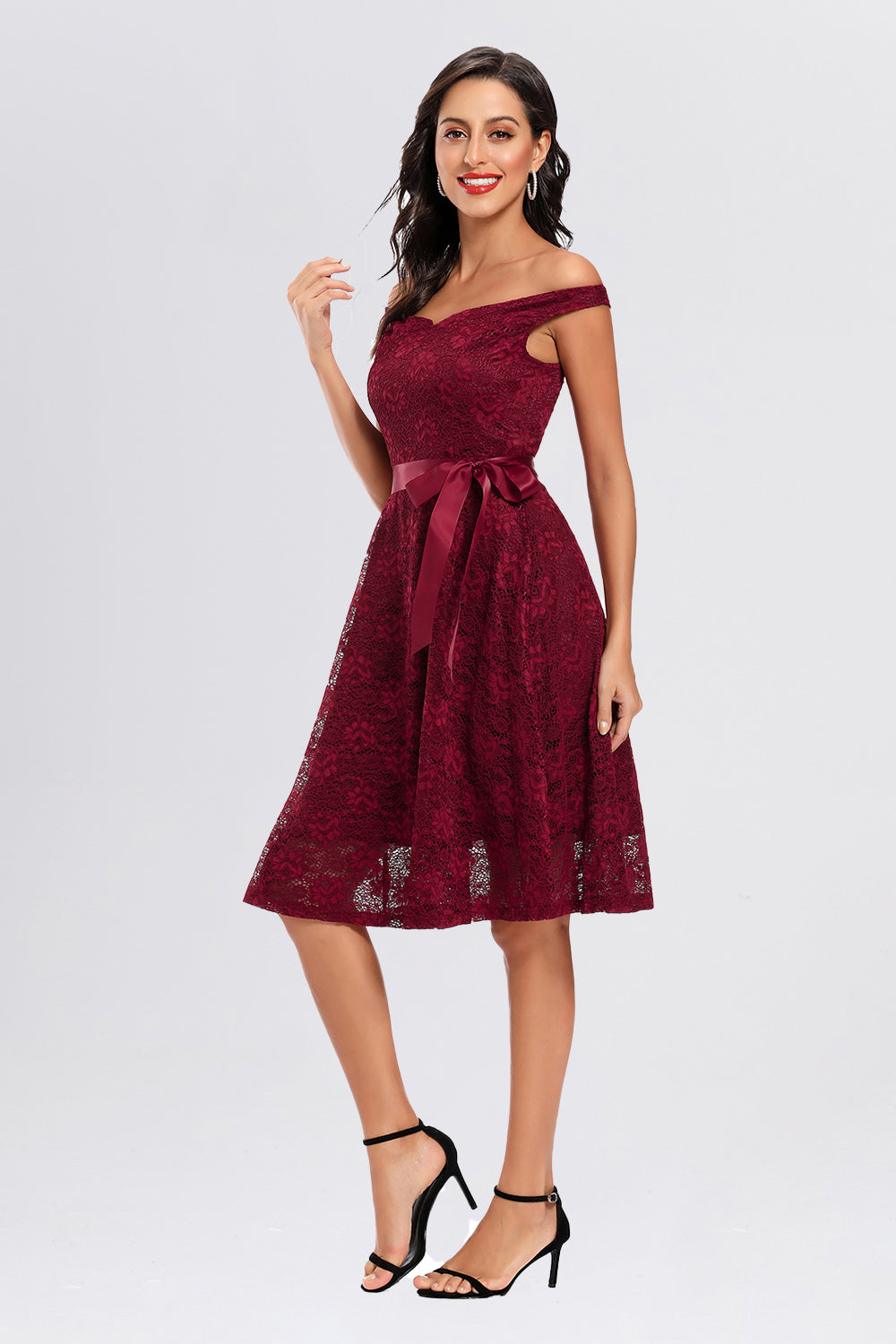 Backless Lace Off the Shoulder Homecoming Dresses