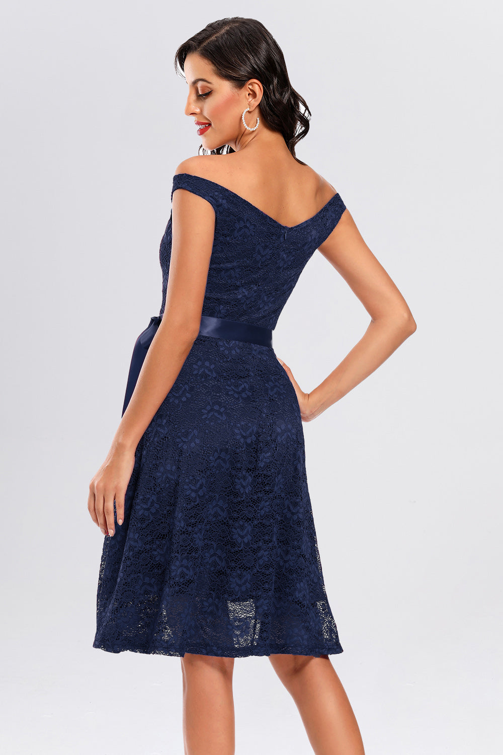 Backless Lace Off the Shoulder Homecoming Dresses