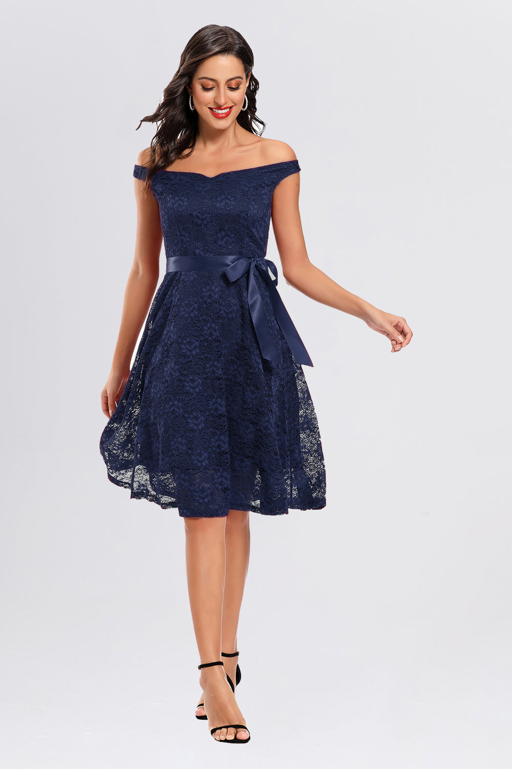 Backless Lace Off the Shoulder Homecoming Dresses