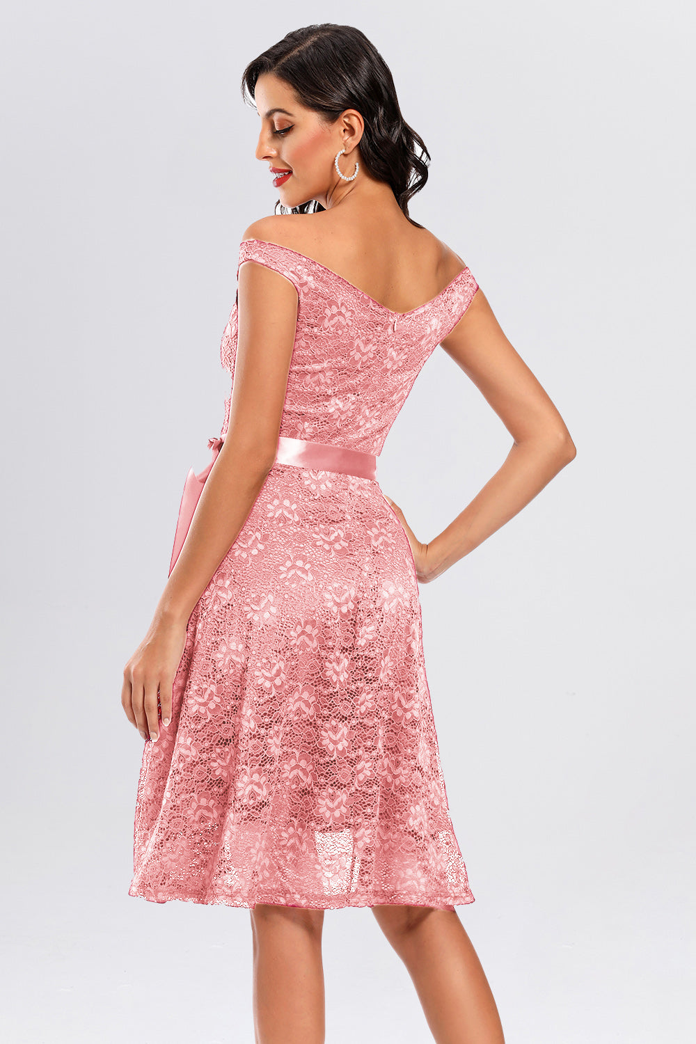 Backless Lace Off the Shoulder Homecoming Dresses