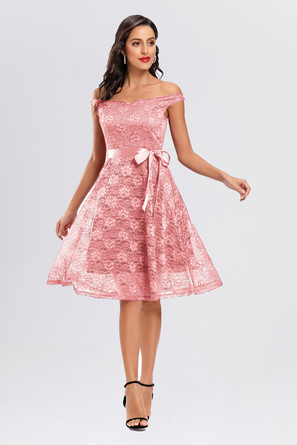 Backless Lace Off the Shoulder Homecoming Dresses