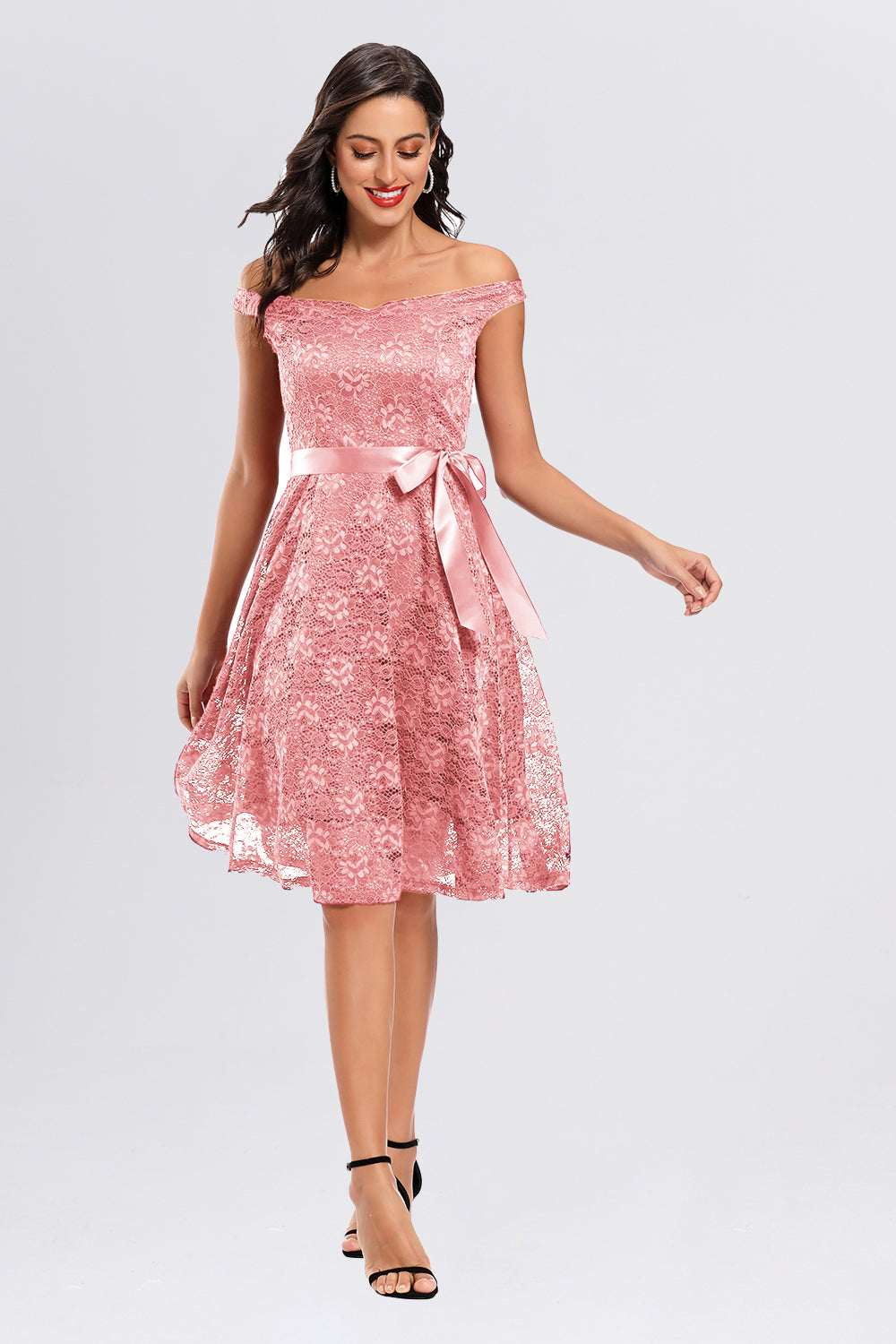 Backless Lace Off the Shoulder Homecoming Dresses