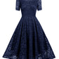 Bateau Tight Waist Short Sleeve Vintage Dresses
