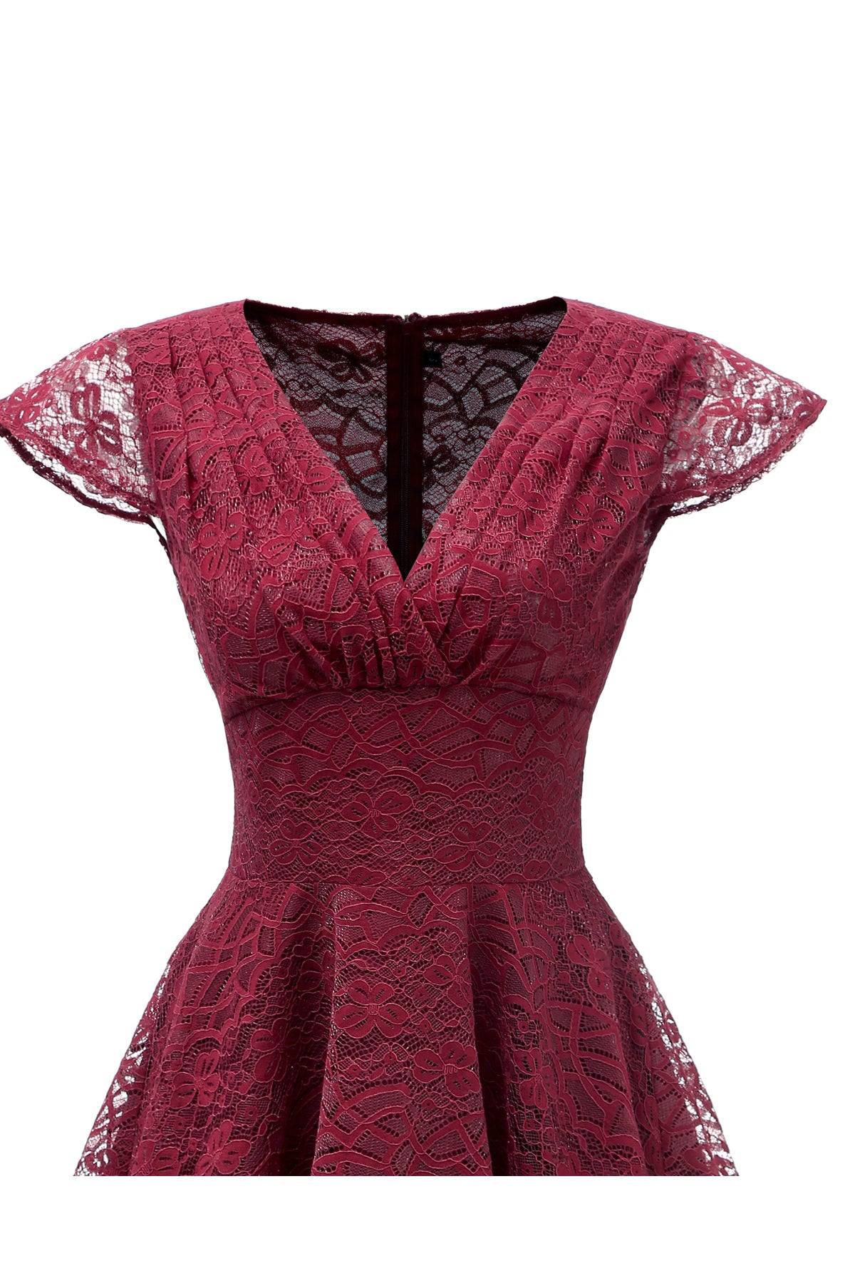 Cap Sleeve Pleating Zipper Vintage Dresses