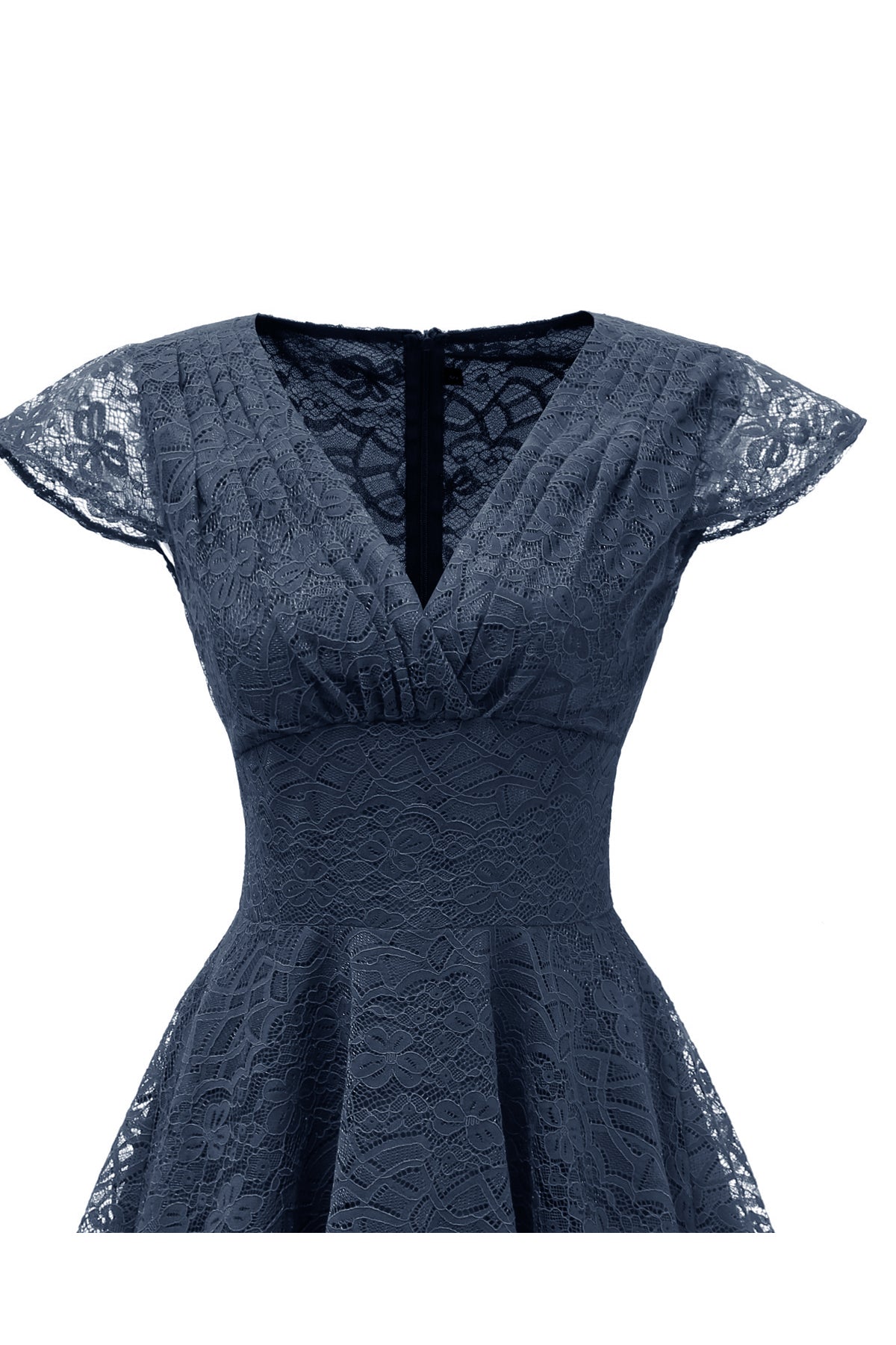 Cap Sleeve Pleating Zipper Vintage Dresses