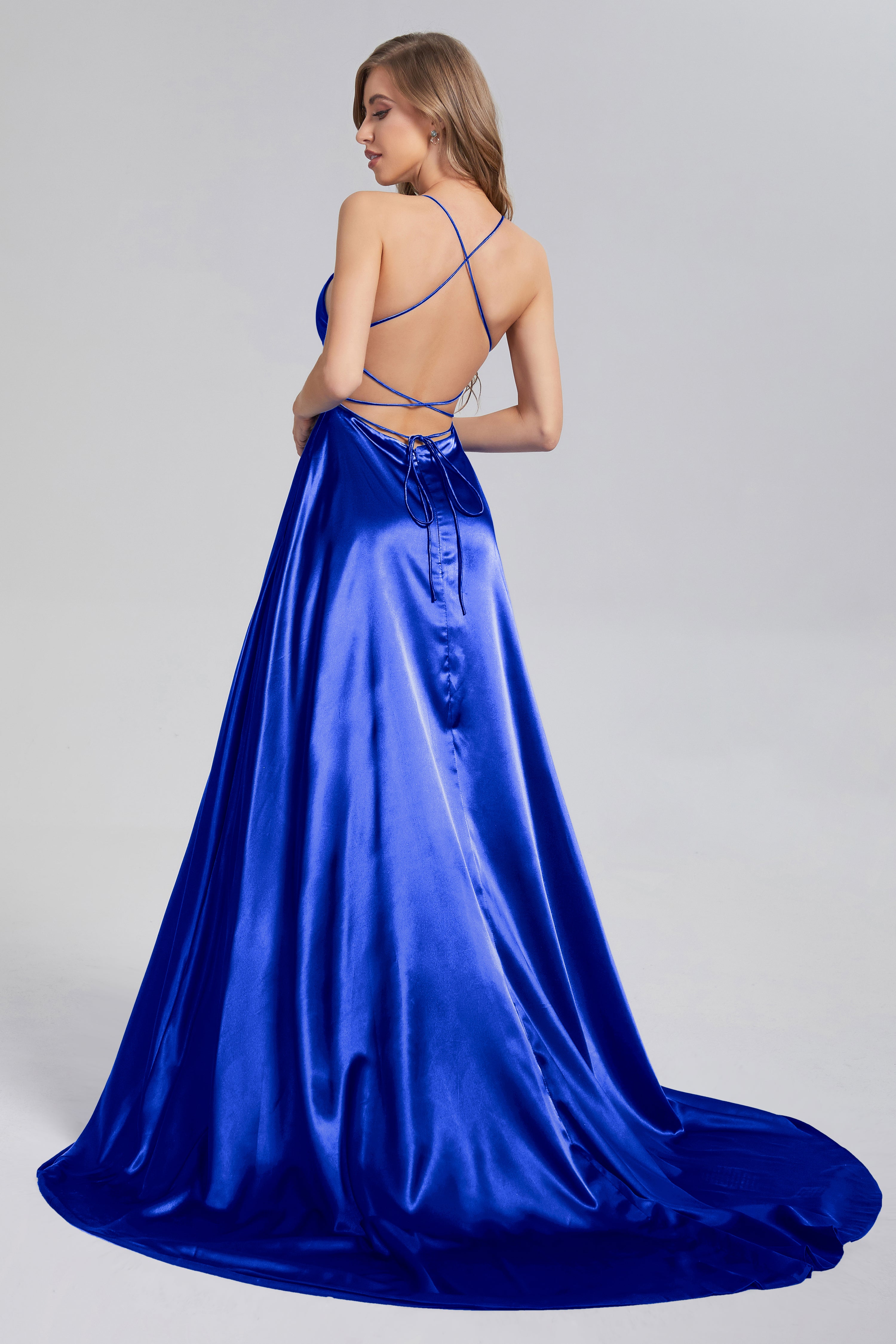 Criss Cross Spaghetti Straps Prom Dresses