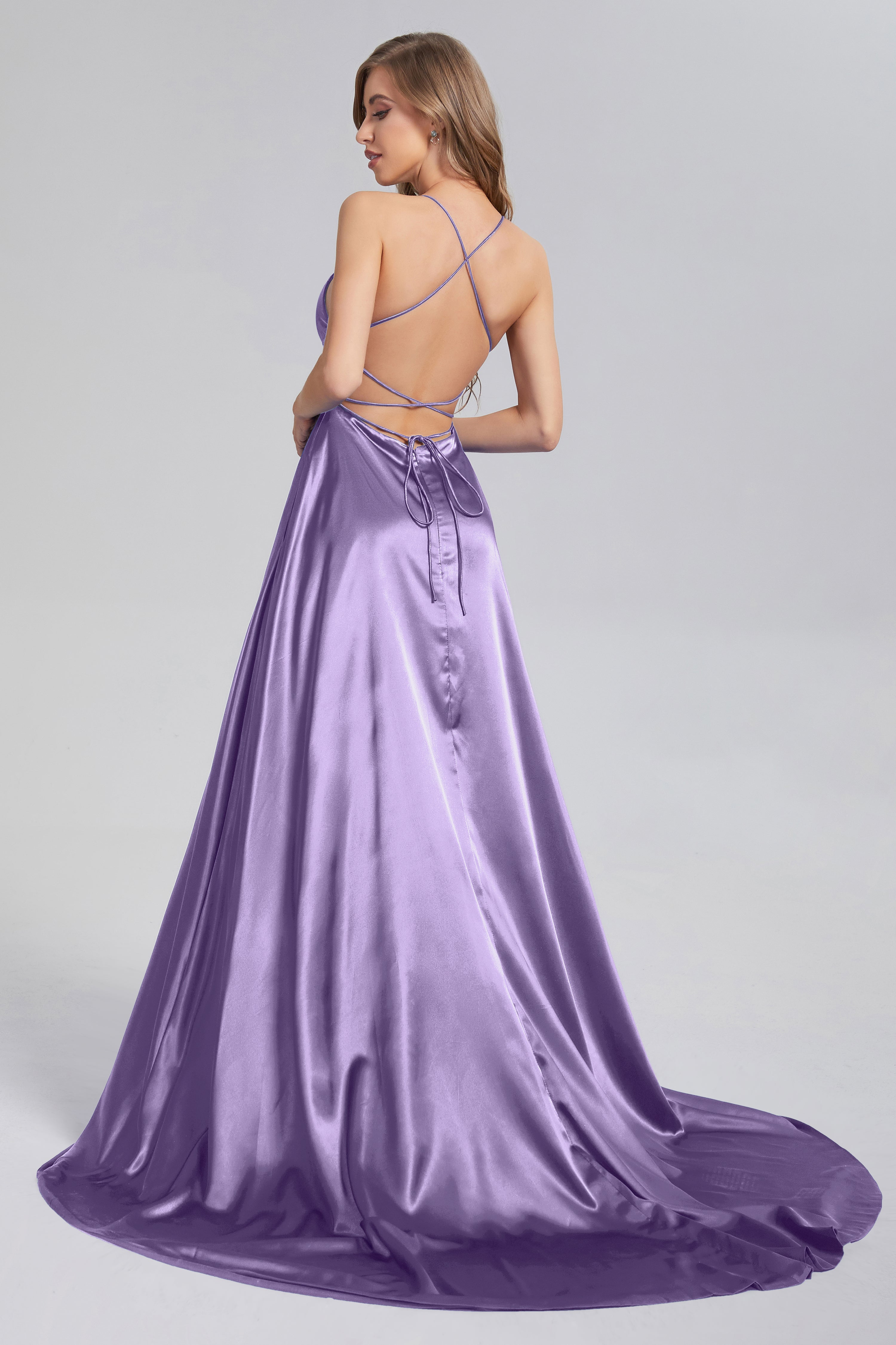 Criss Cross Spaghetti Straps Prom Dresses