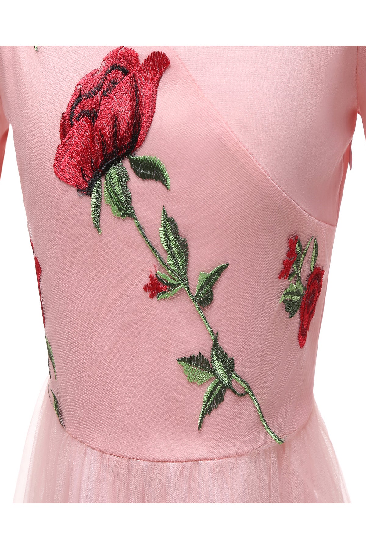 Floral Embroidery 3/4 Sleeve Vintage Dresses