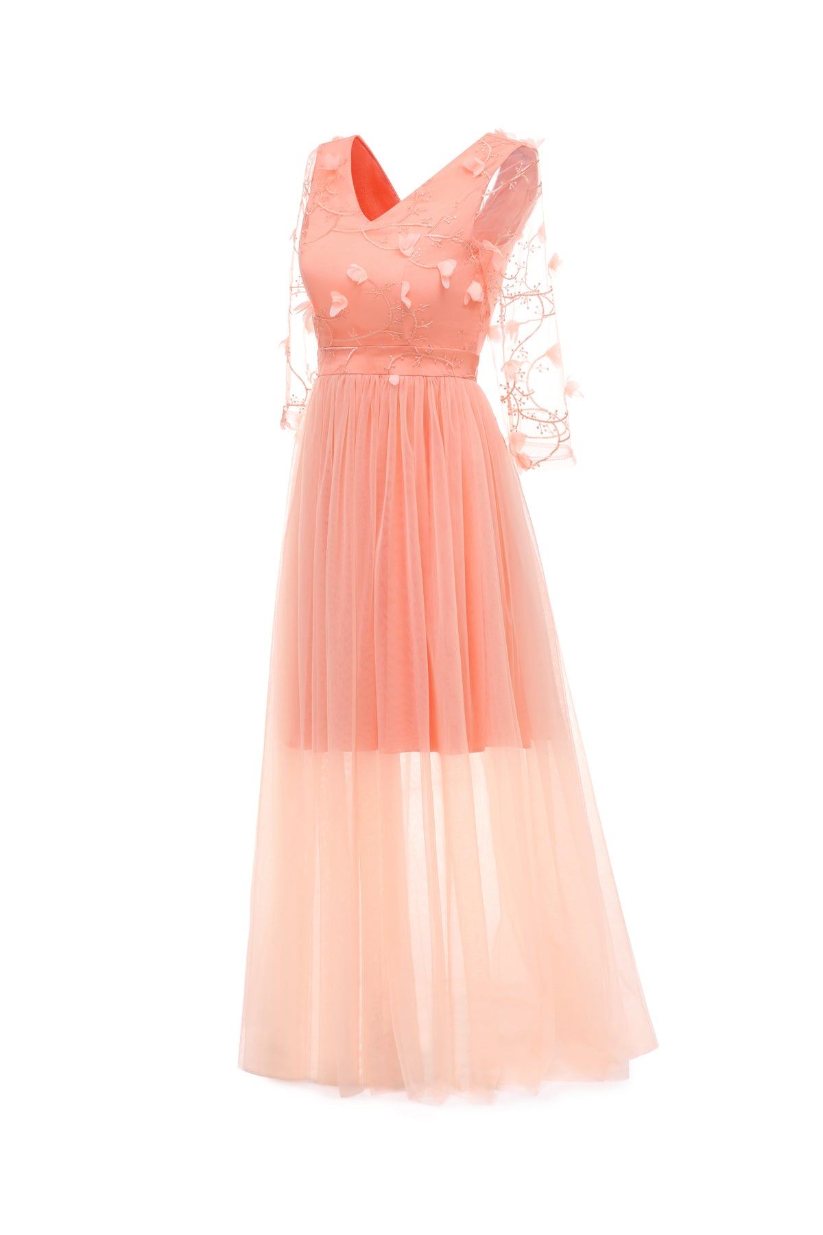 Flowers 3/4 Sleeve A-line Vintage Dresses