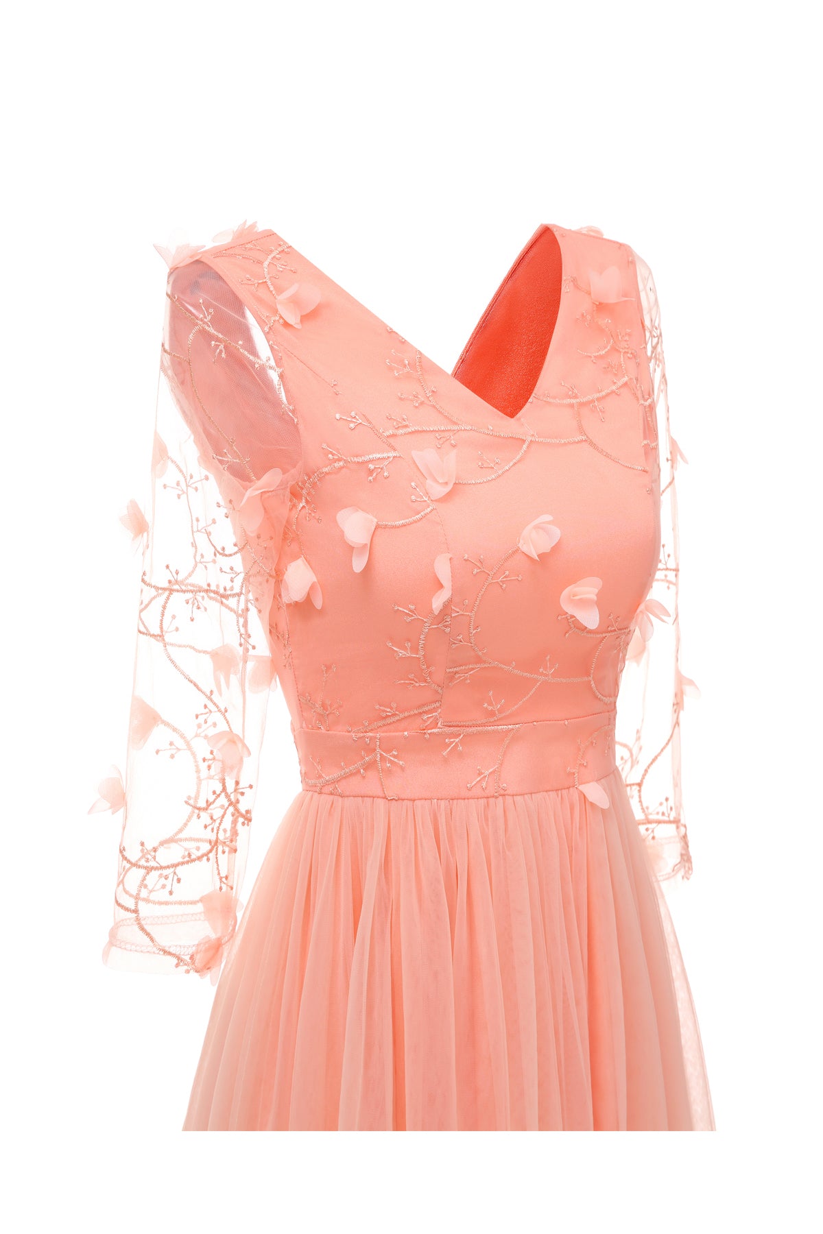 Flowers 3/4 Sleeve A-line Vintage Dresses