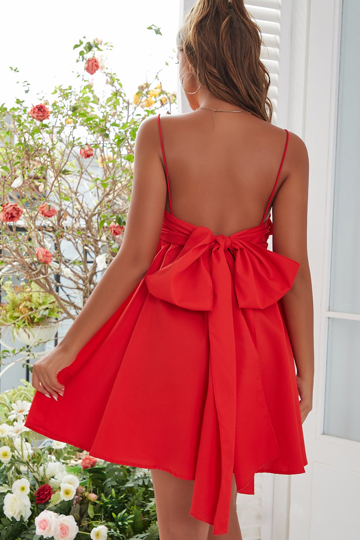 French Spaghetti Straps Sleeveless Bowknot Homecoming Dresses