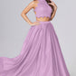 Halter 2-Piece Sleeveless Prom Dresses