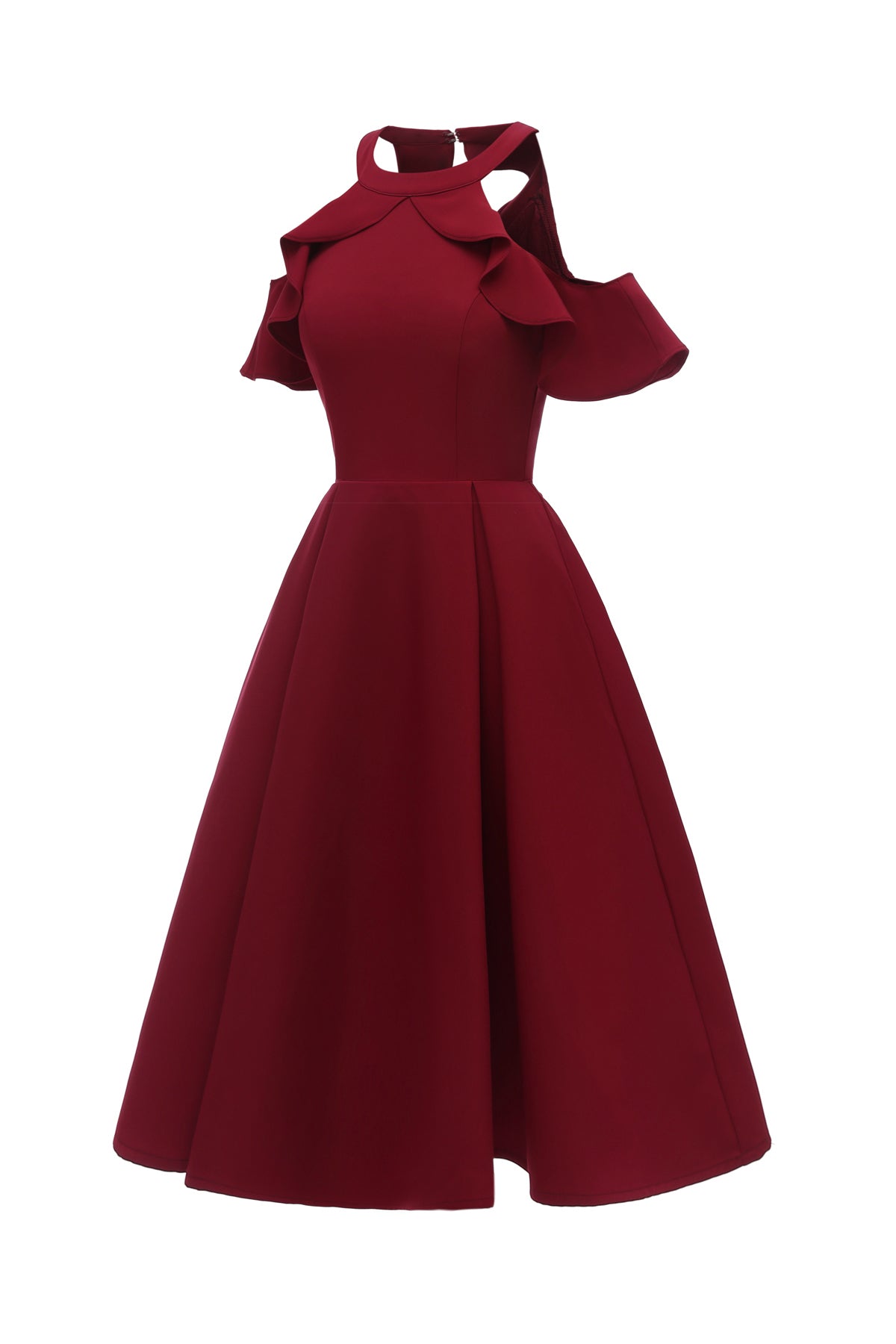 Halter Open Back Ruffles Vintage Dresses