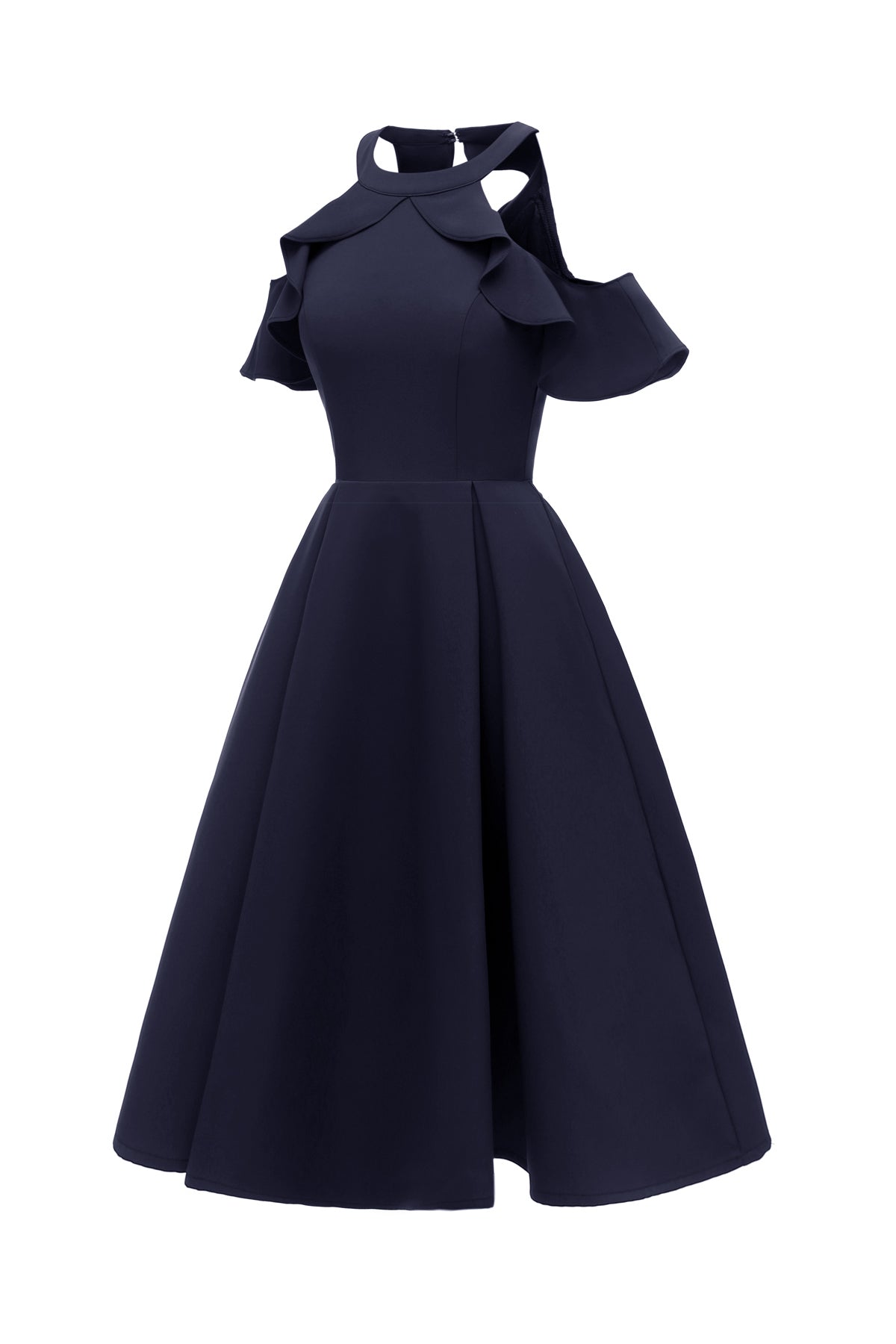 Halter Open Back Ruffles Vintage Dresses