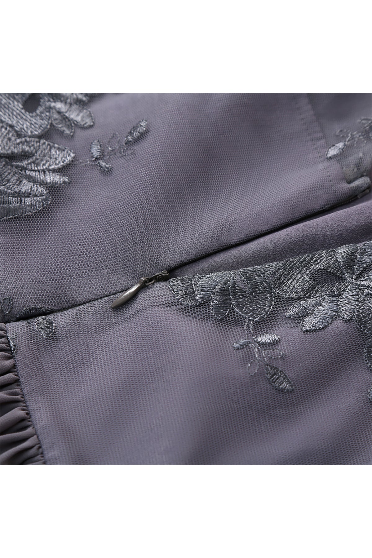 Illusion Open Back Embroidery Vintage Dresses