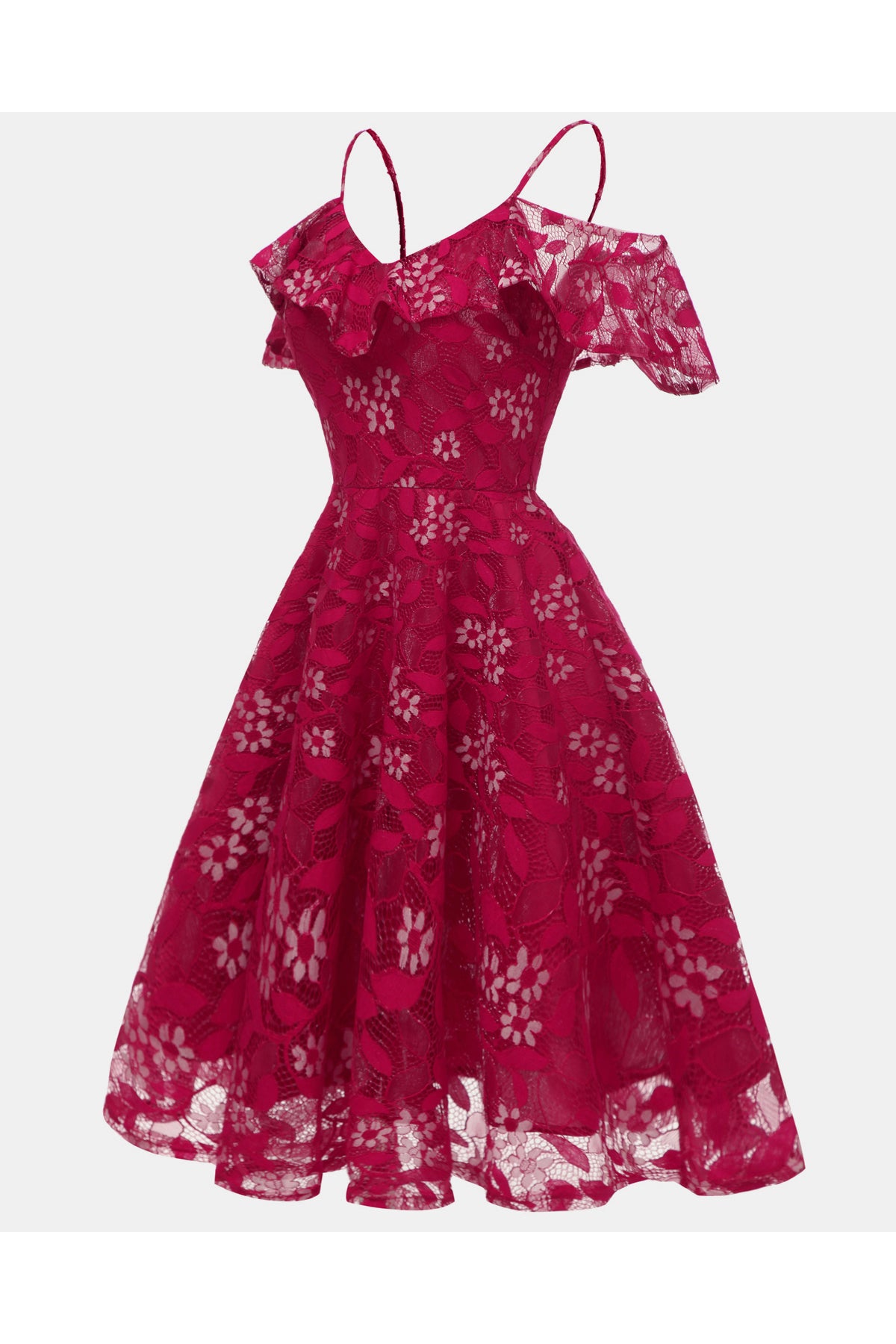 Lace A-line Spaghetti Straps Homecoming Dresses