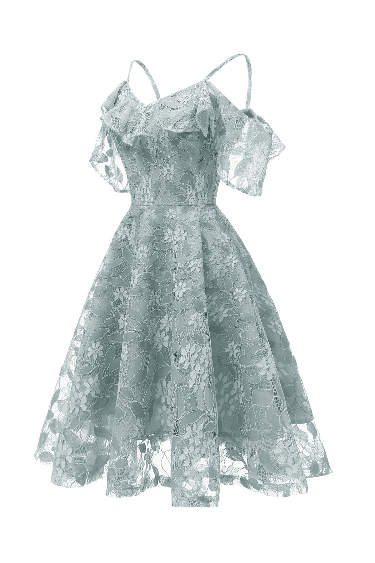 Lace A-line Spaghetti Straps Homecoming Dresses