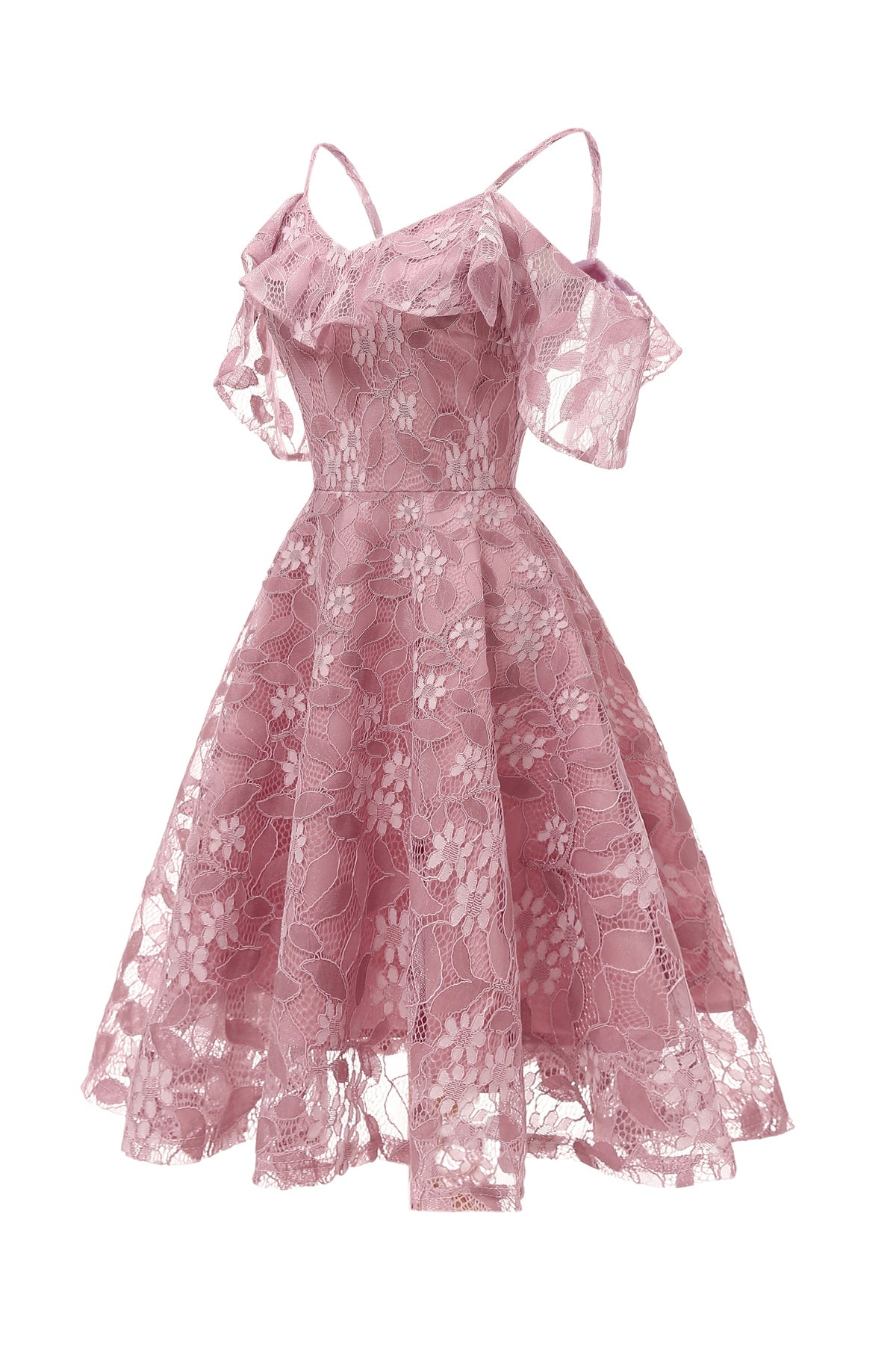 Lace A-line Spaghetti Straps Homecoming Dresses