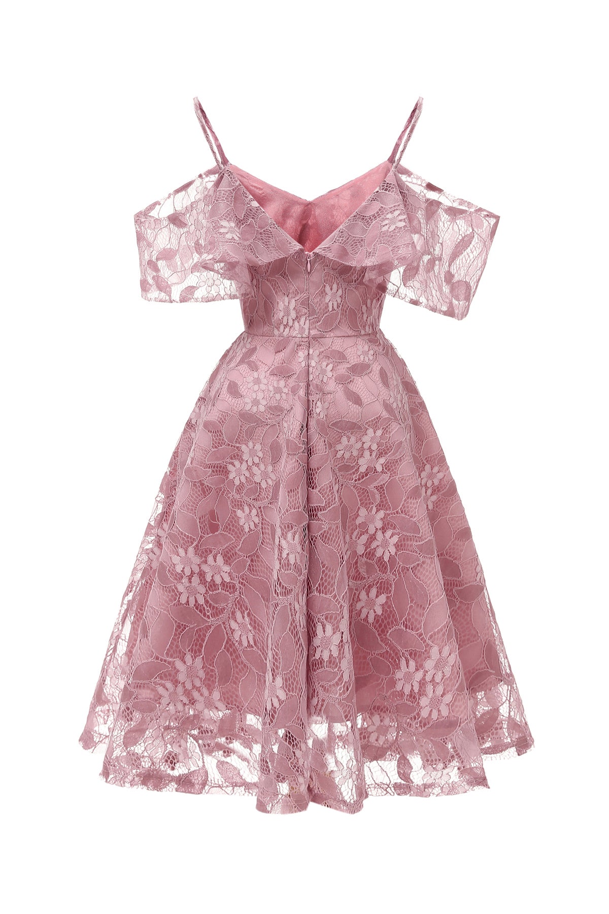 Lace A-line Spaghetti Straps Homecoming Dresses