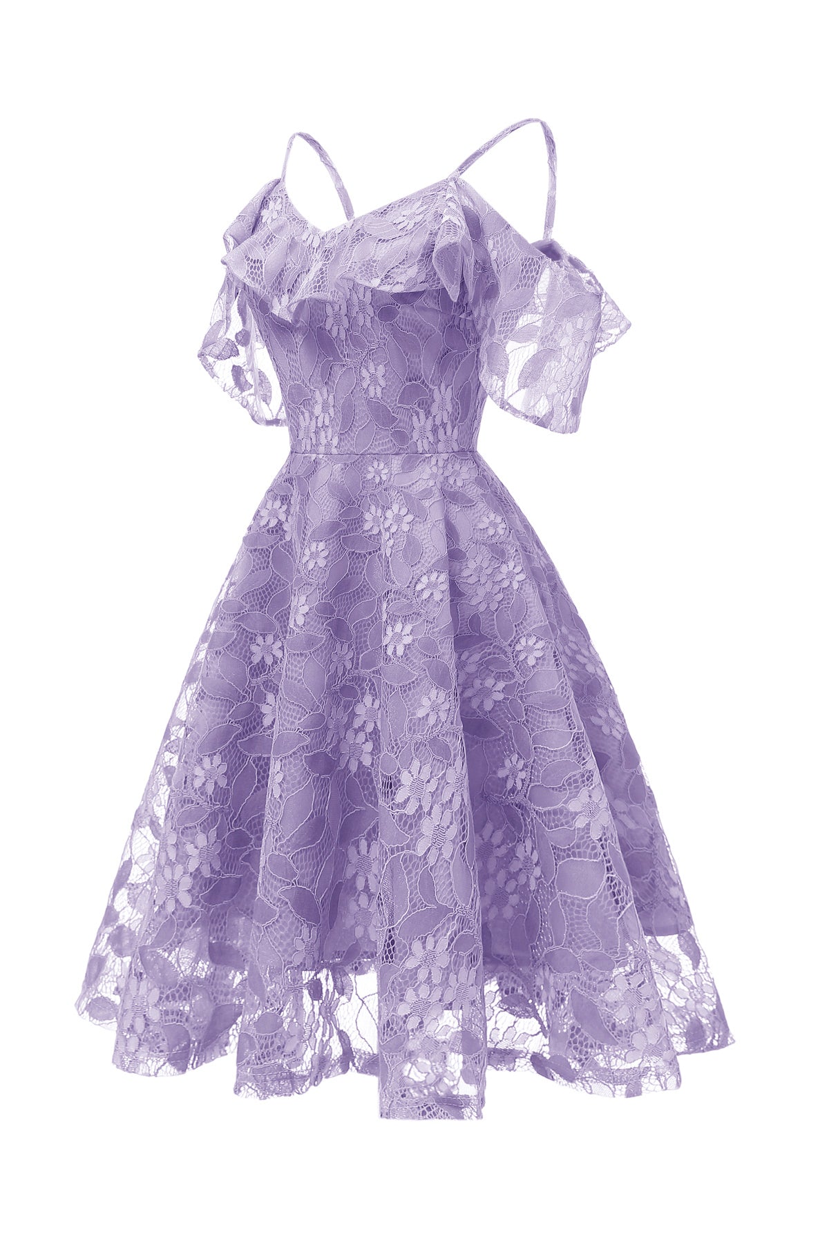 Lace A-line Spaghetti Straps Homecoming Dresses