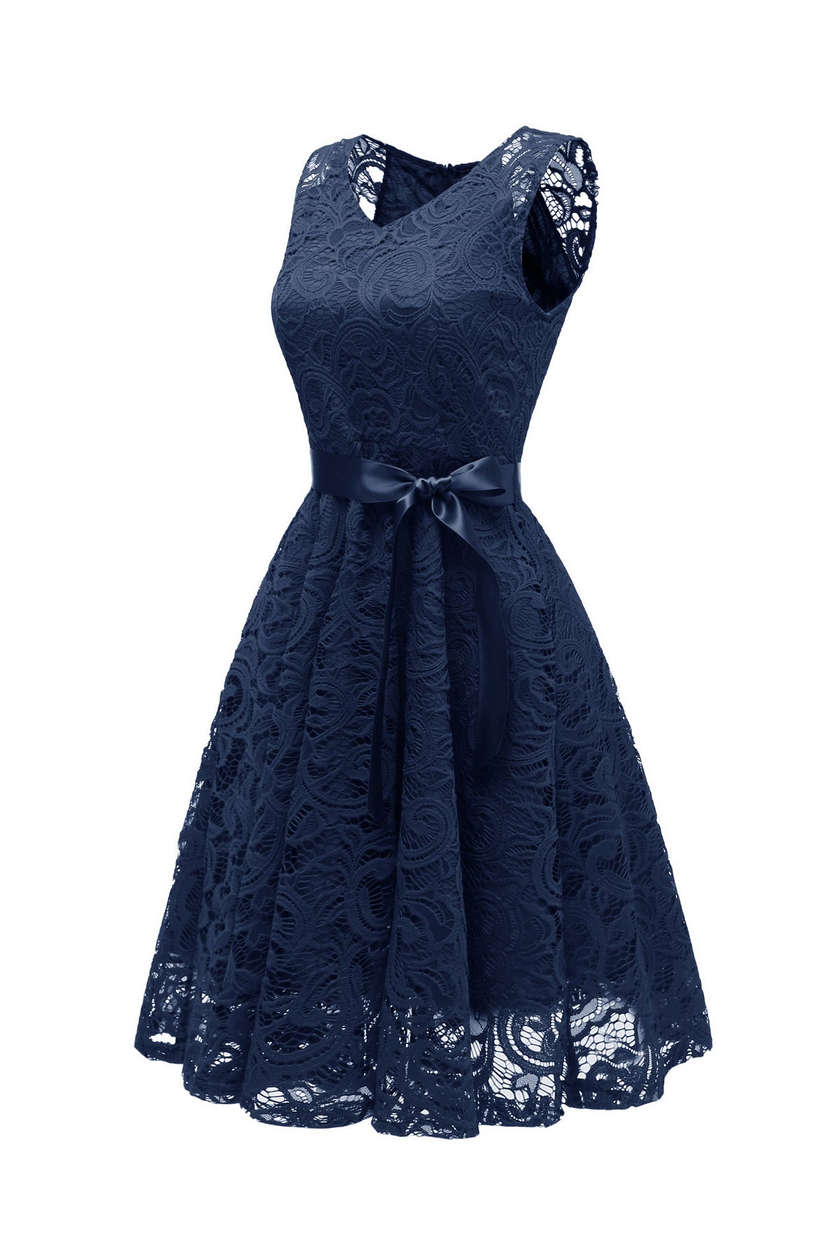 Lace A-line V-neck Vintage Dresses