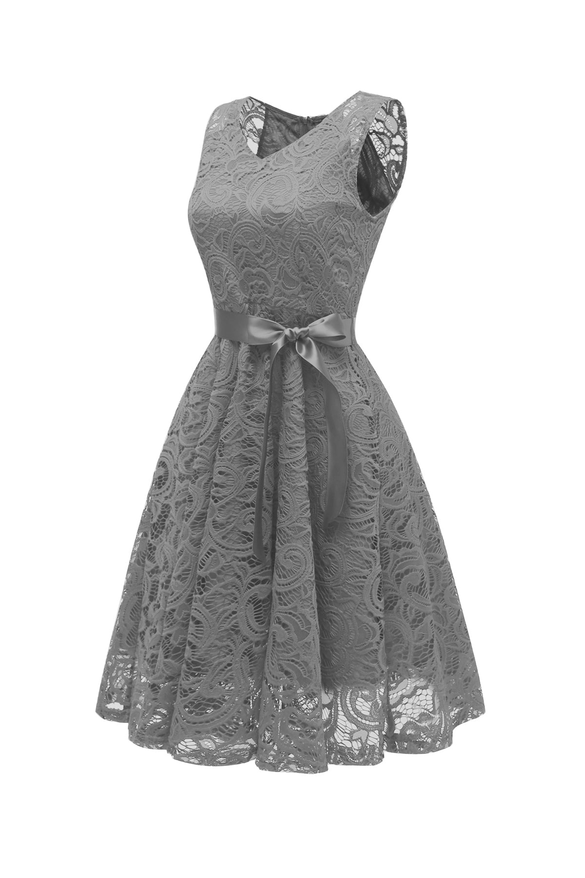 Lace A-line V-neck Vintage Dresses