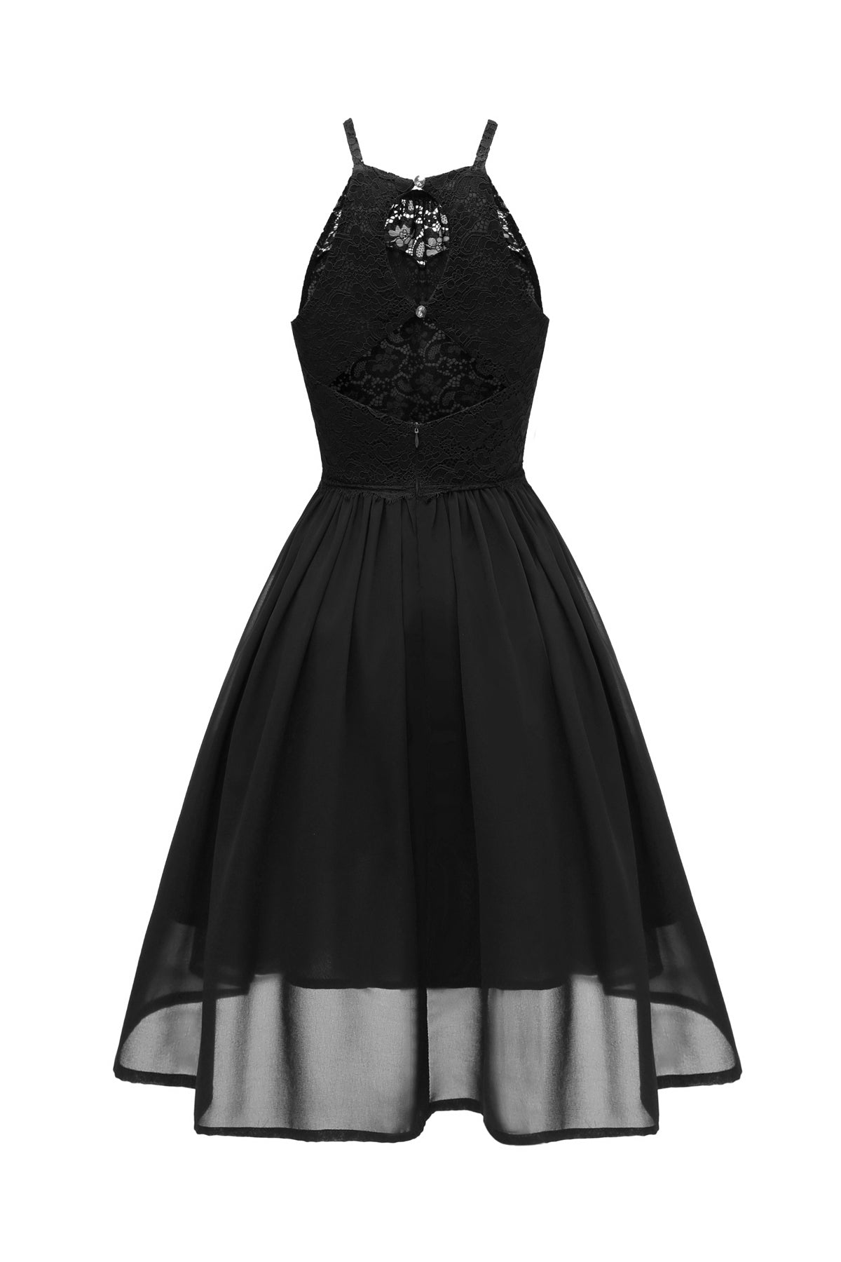 Lace Chiffon Spaghetti Straps Homecoming Dresses