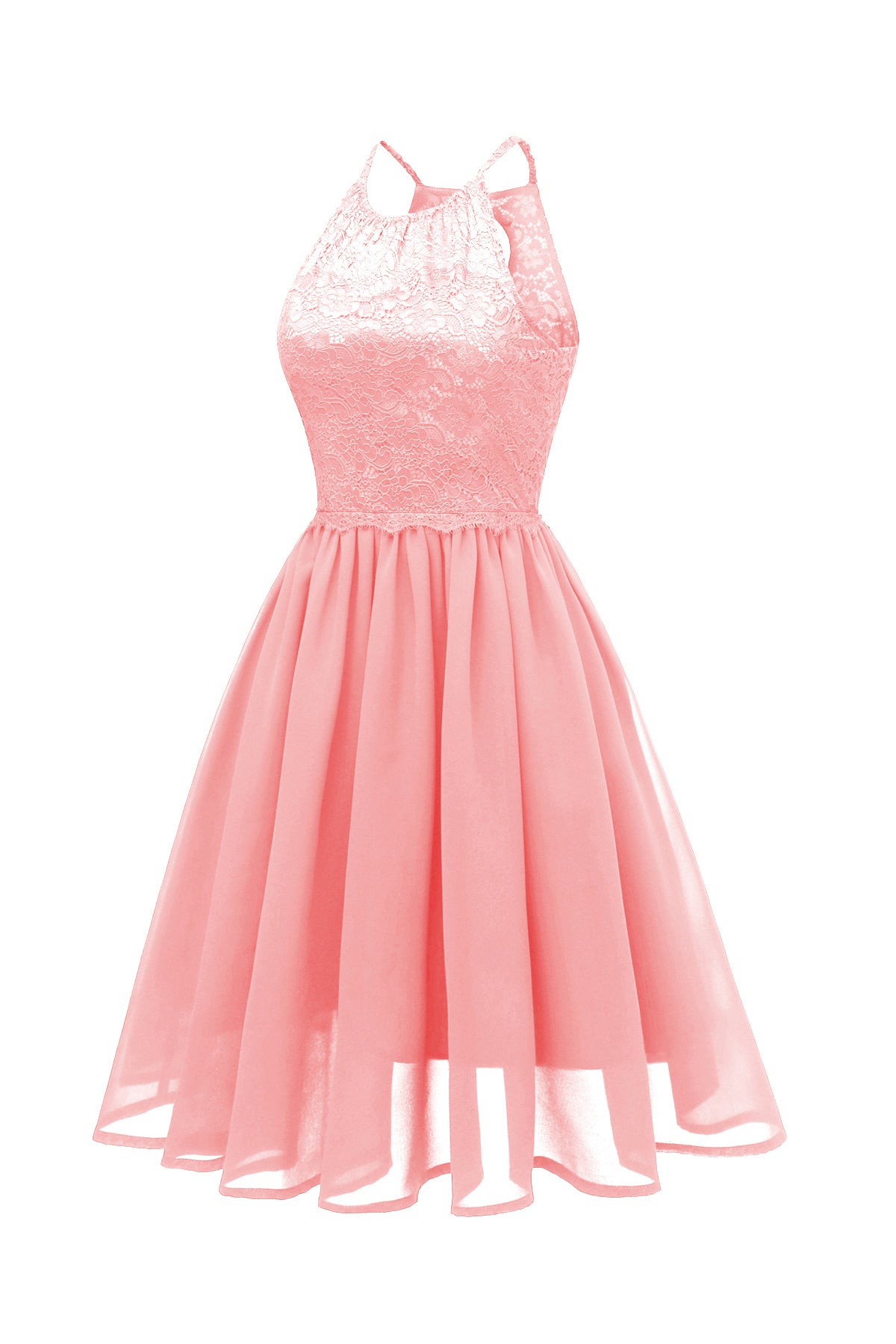 Lace Chiffon Spaghetti Straps Homecoming Dresses