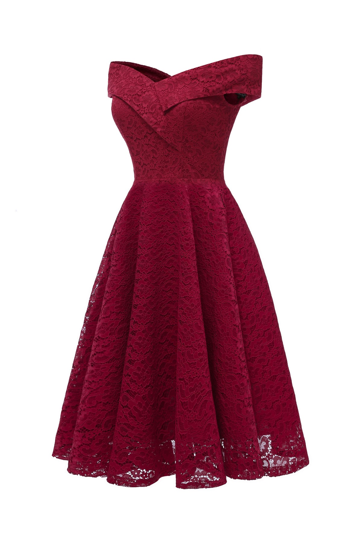 Lace Knee Length Off the Shoulder Homecoming Dresses