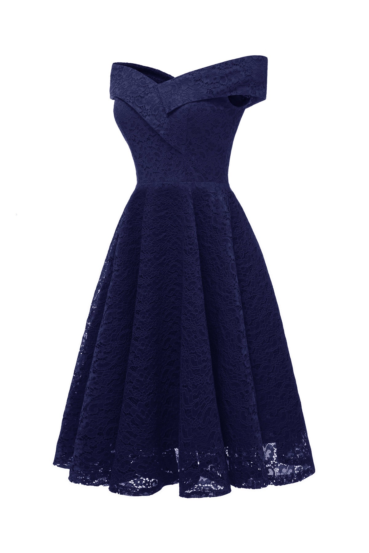 Lace Knee Length Off the Shoulder Homecoming Dresses