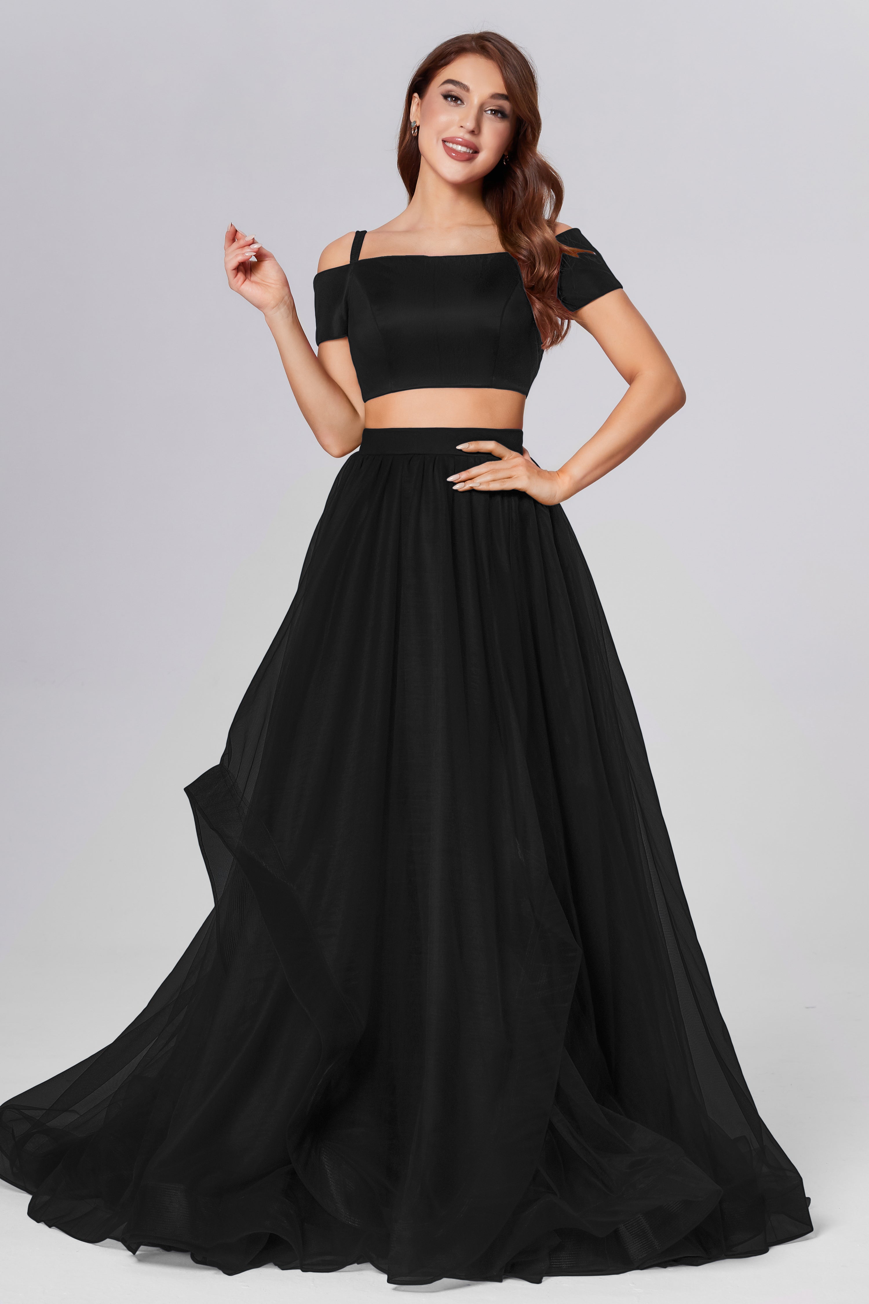 Off the Shoulder 2-Piece Prom Dresses Off the Shoulder 2-Piece Prom Dresses