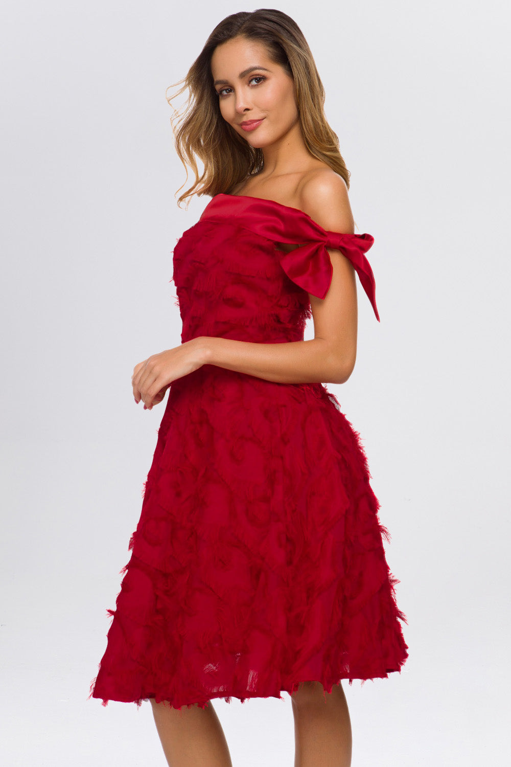 Off the Shoulder Sleeveless Tassel Vintage Dresses