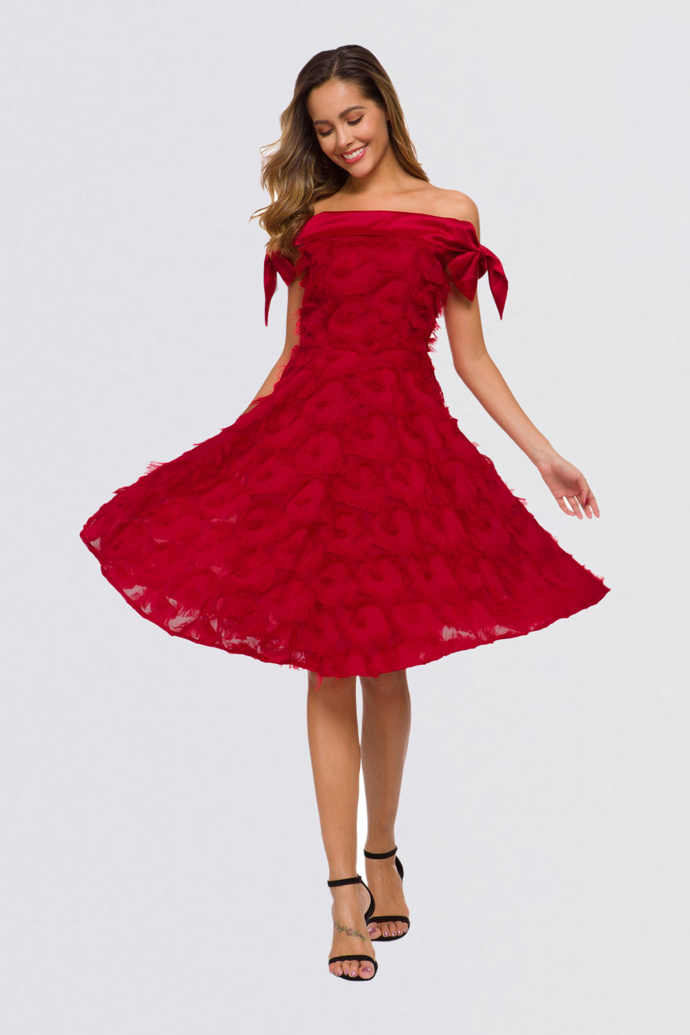Off the Shoulder Sleeveless Tassel Vintage Dresses