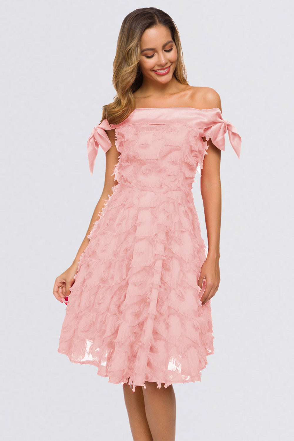 Off the Shoulder Sleeveless Tassel Vintage Dresses