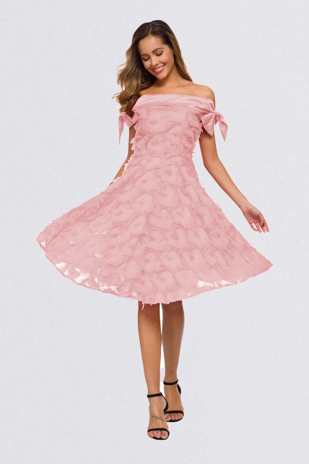 Off the Shoulder Sleeveless Tassel Vintage Dresses