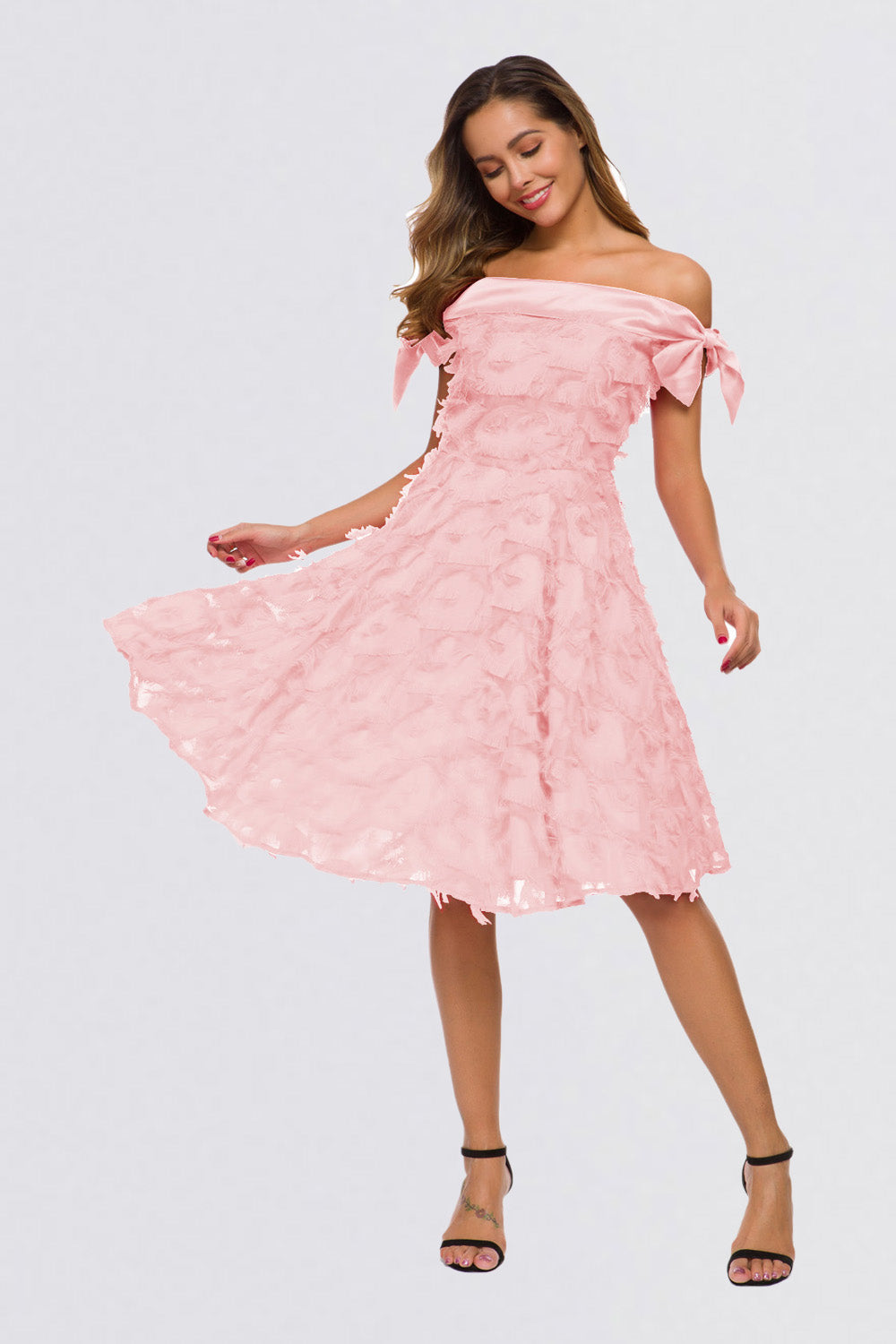 Off the Shoulder Sleeveless Tassel Vintage Dresses